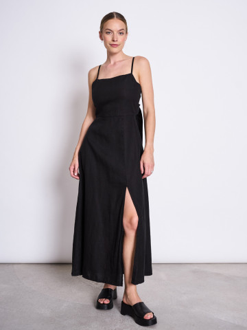 Kleid Linen Bow Dress Leuven black Jan 'n June