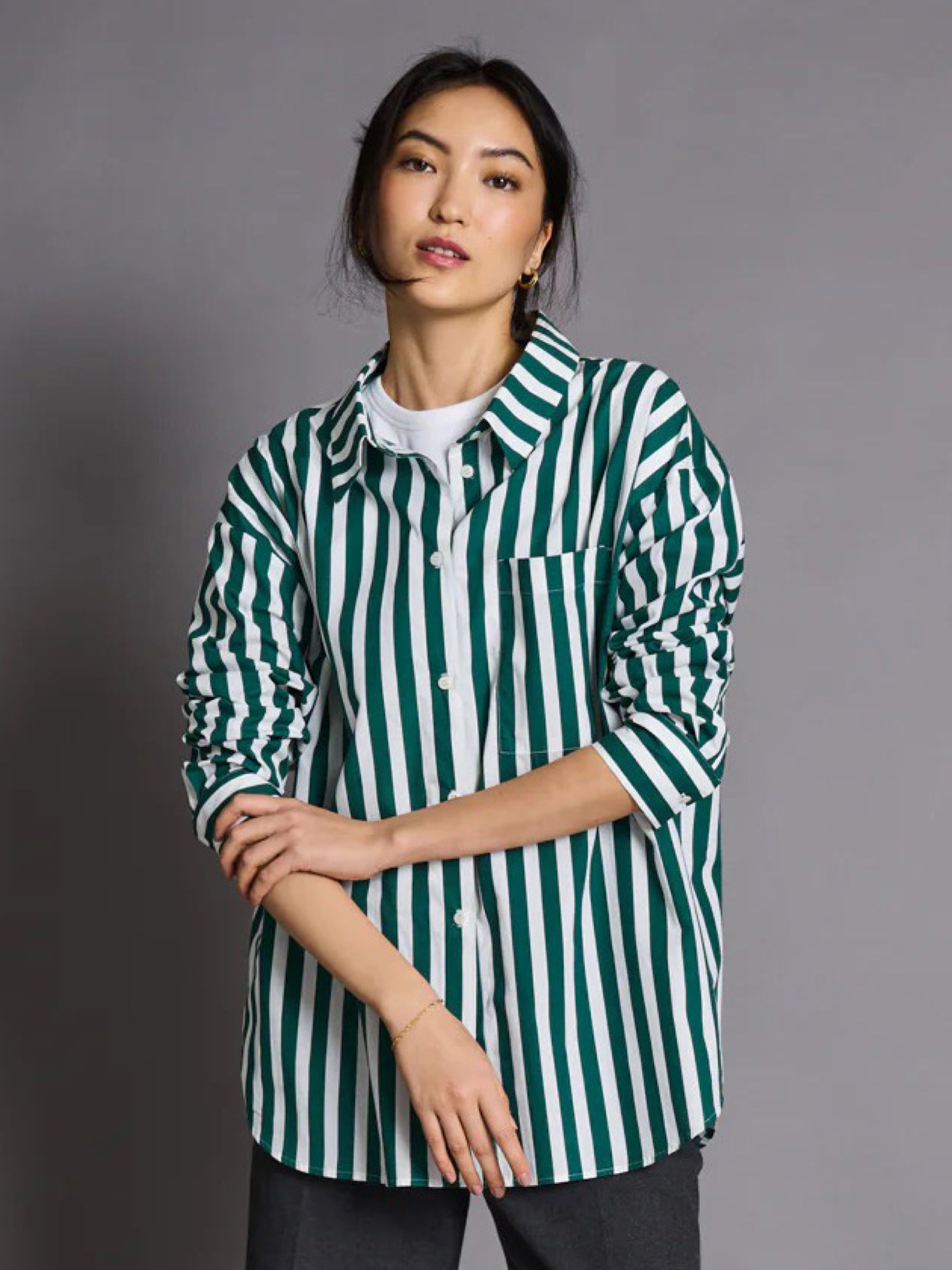 Bluse Blouse Mamro bottle green striped Jan 'n June