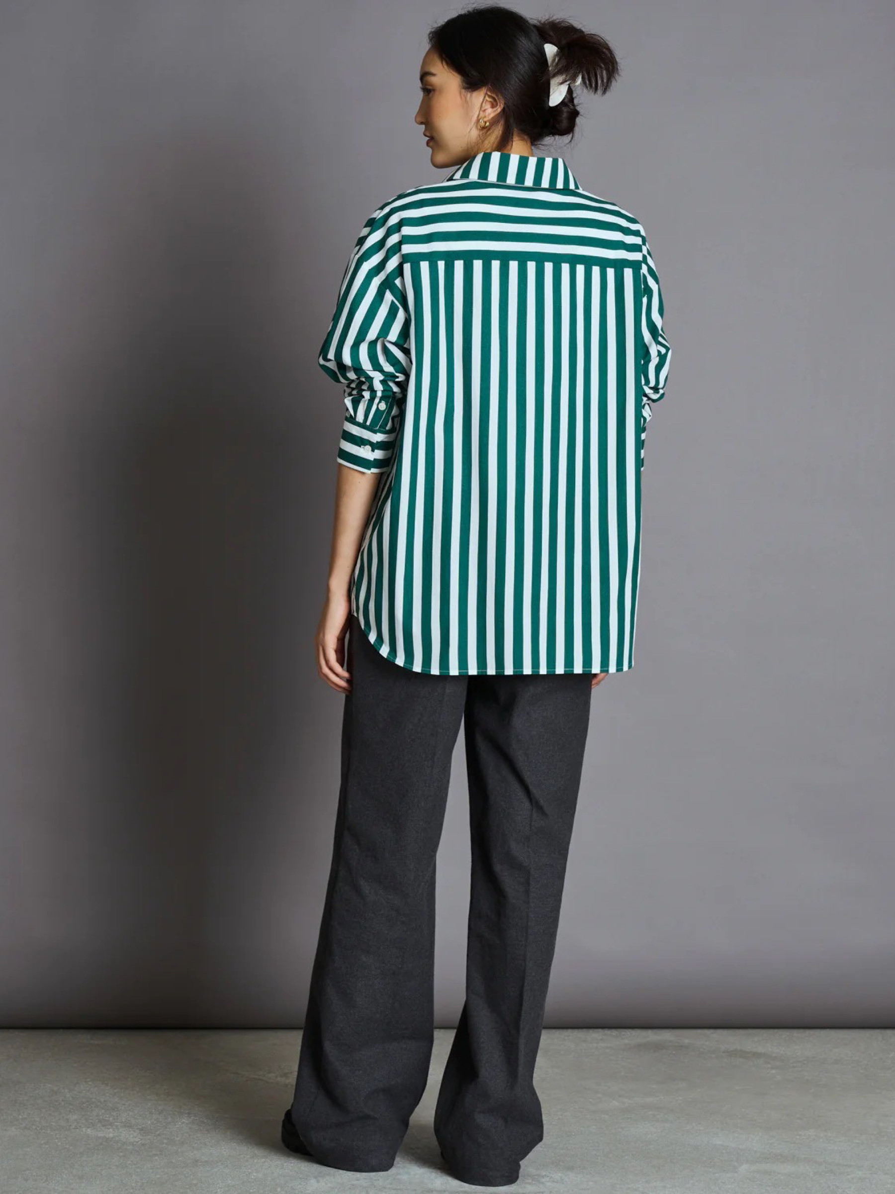 Bluse Blouse Mamro bottle green striped Jan 'n June