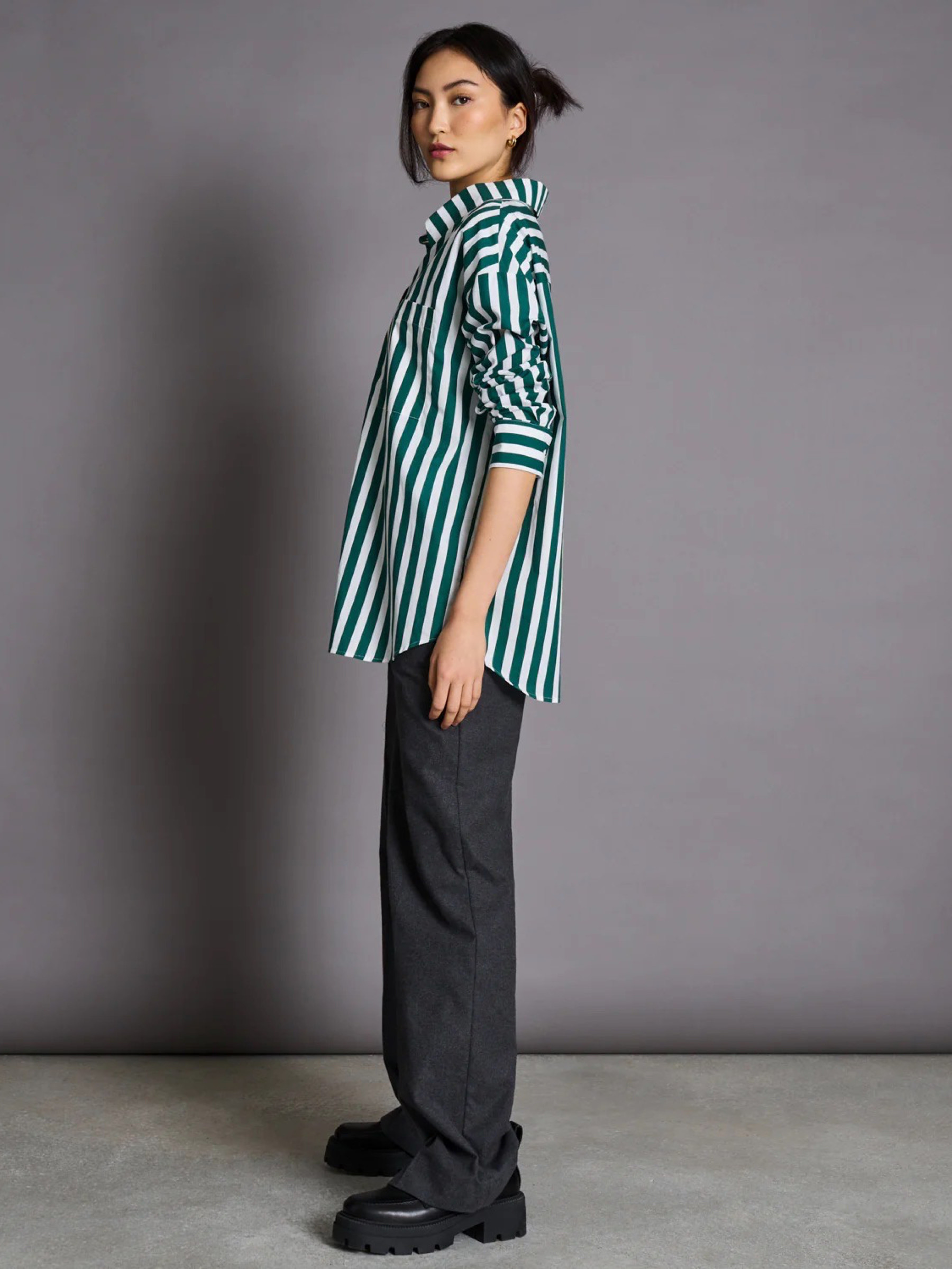 Bluse Blouse Mamro bottle green striped Jan 'n June