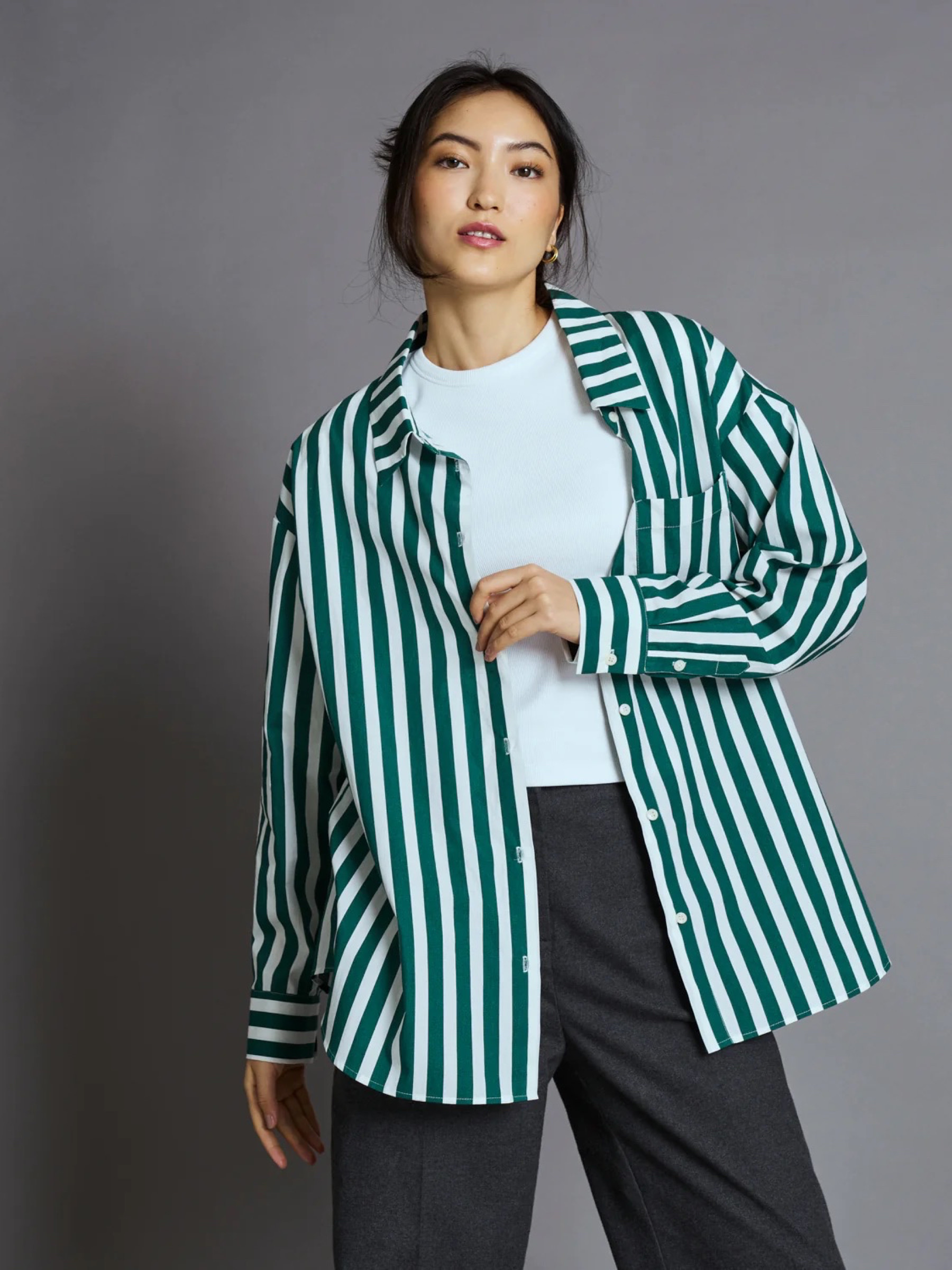 Bluse Blouse Mamro bottle green striped Jan 'n June