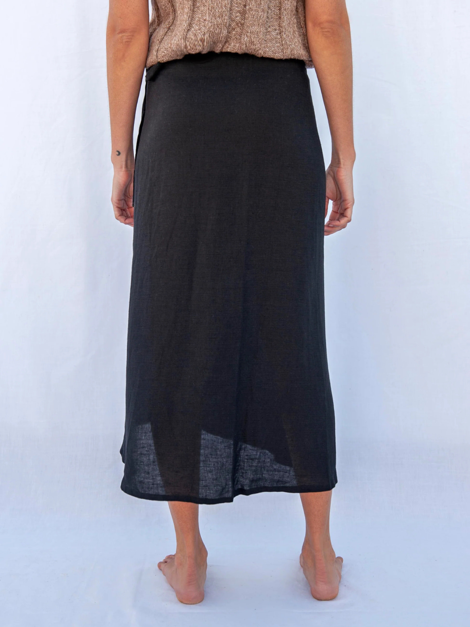 Rock Linen Wrap Skirt Rio black Jungle Folk