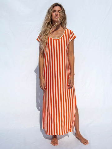 Kleid Thea Maxi Dress orange-white Jungle Folk