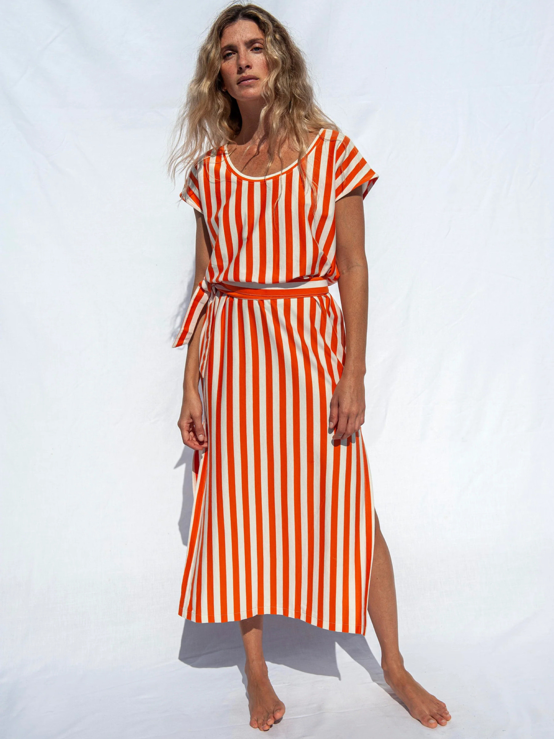 Kleid Thea Maxi Dress orange-white Jungle Folk