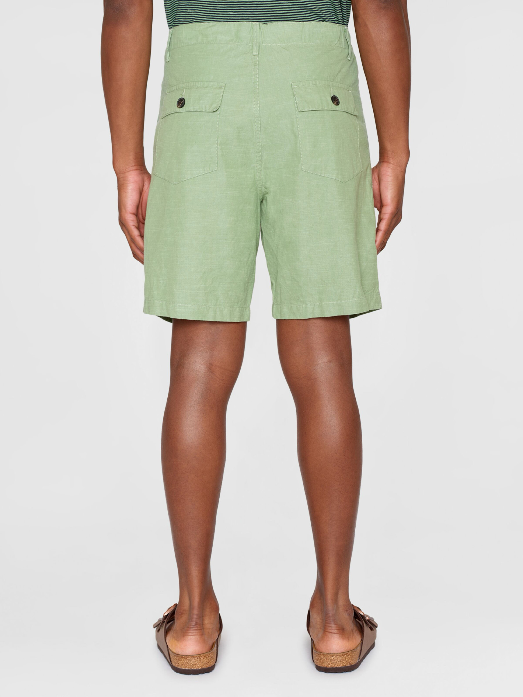 Hose Flint Wide Slub Yarn Shorts shale green Knowledge Cotton Apparel