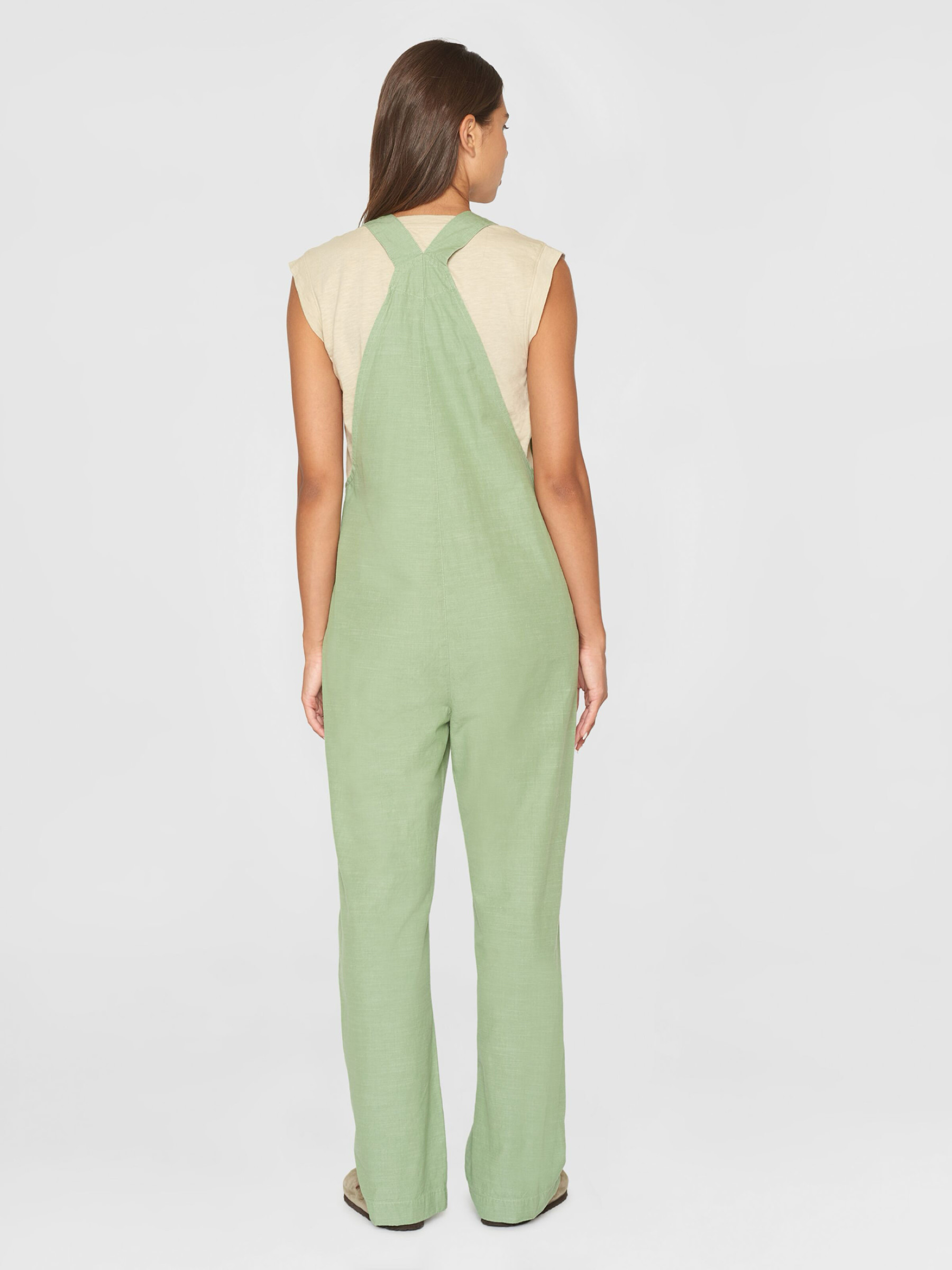 Overall Gale Straight Slub Yarn Jumpsuit shale green Knowledge Cotton Apparel