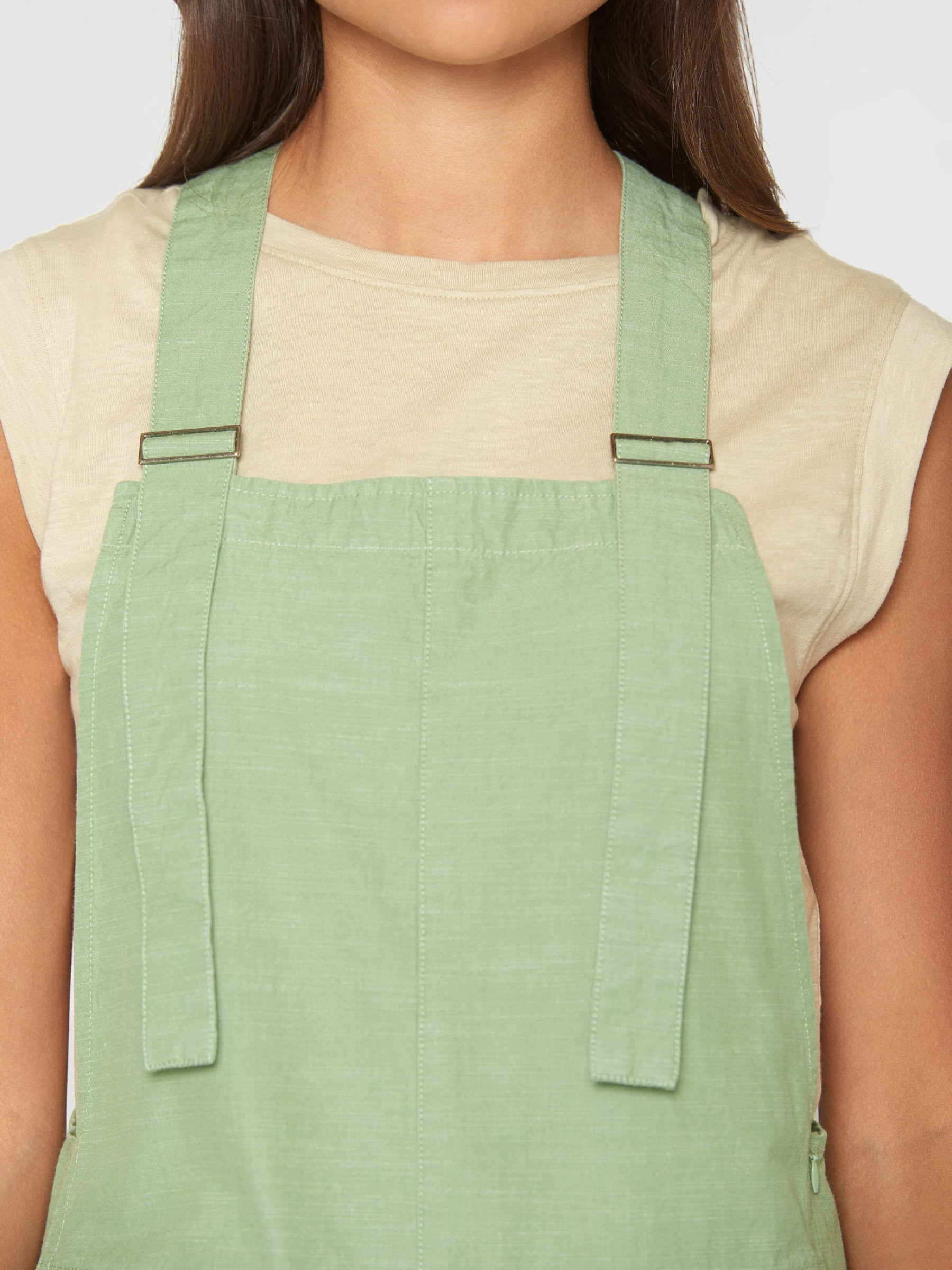 Overall Gale Straight Slub Yarn Jumpsuit shale green Knowledge Cotton Apparel