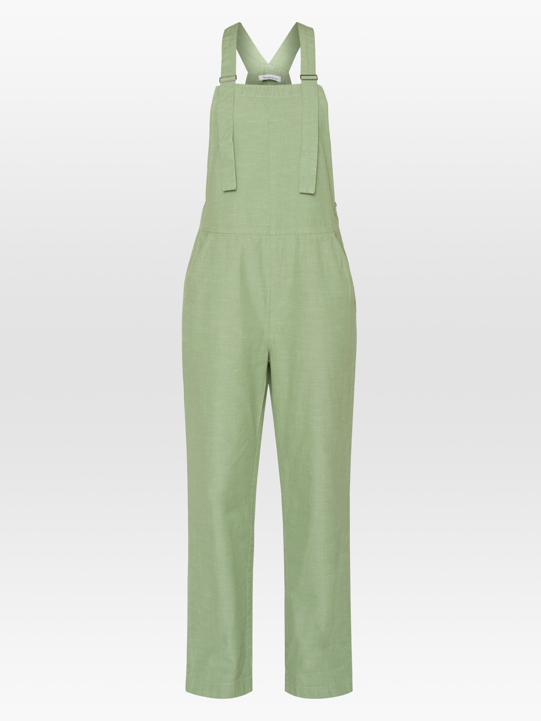 Overall Gale Straight Slub Yarn Jumpsuit shale green Knowledge Cotton Apparel