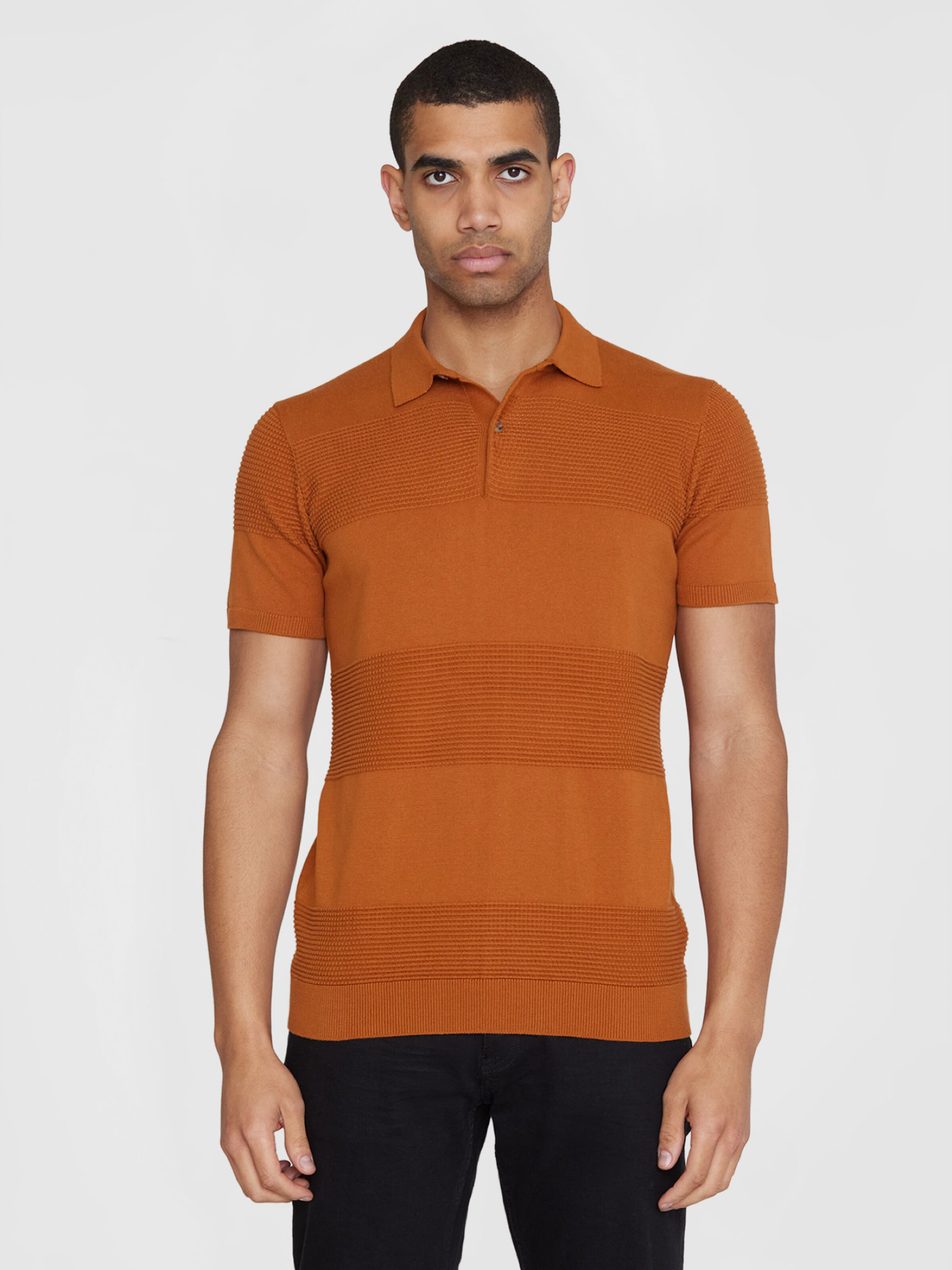 T-Shirt Regular Pattern Knitted Short Sleeved Polo leather brown Knowledge Cotton Apparel