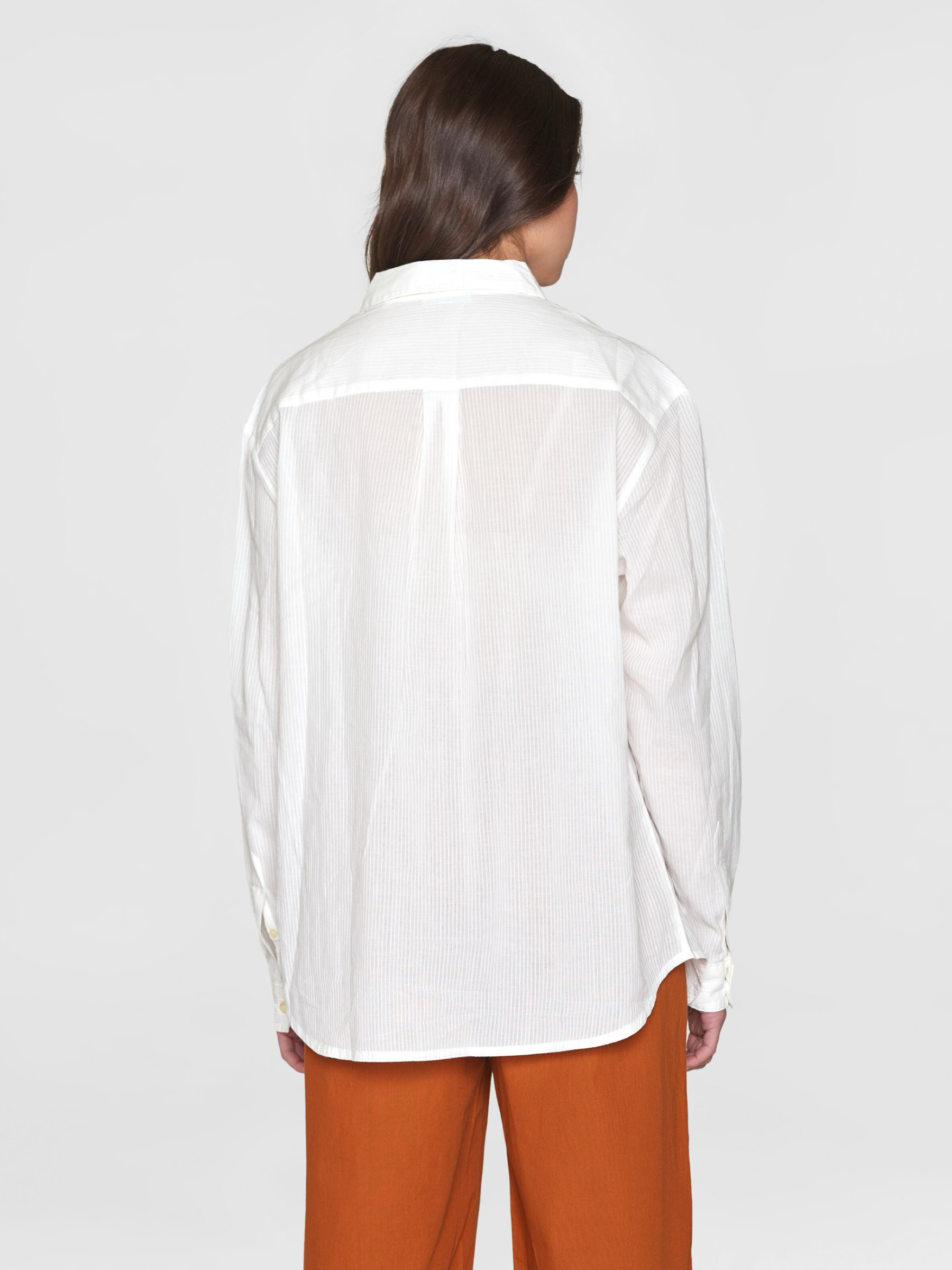 Bluse Loose Stripe Structure Shirt egret Knowledge Cotton Apparel