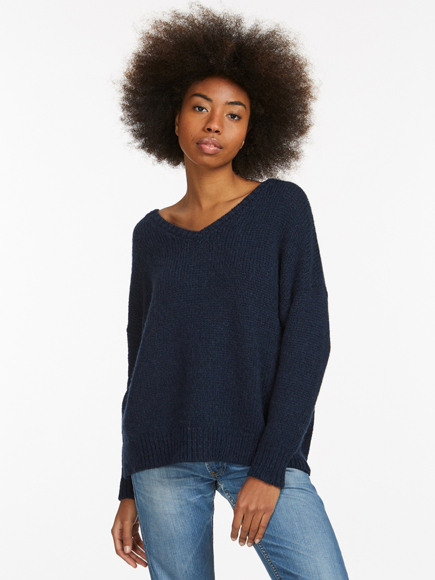 Pullover Jade Wide V-Sweater night blue Les Racines Du Ciel