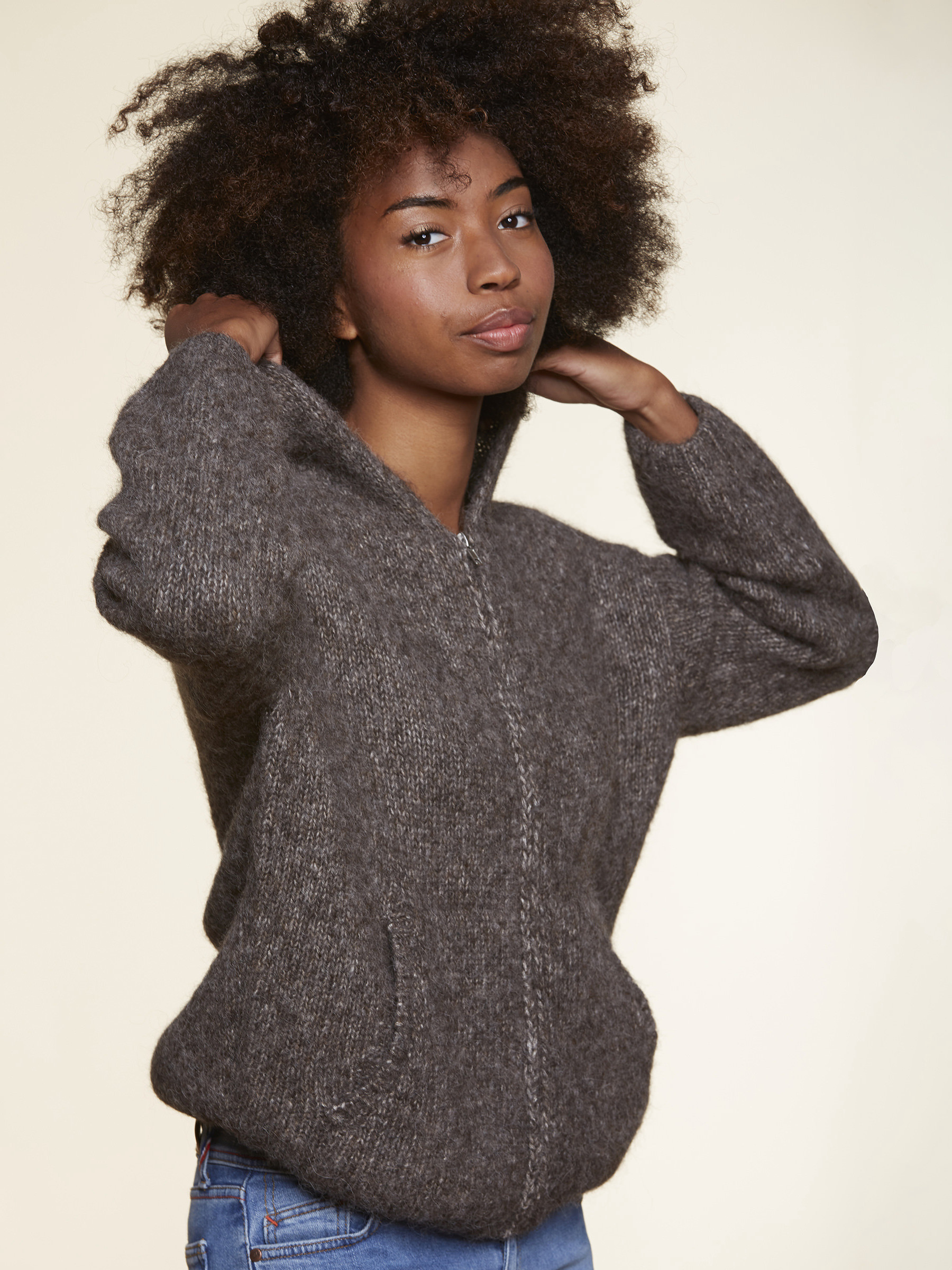 Strickjacke Alpacotton Blouson brown Les Racines Du Ciel