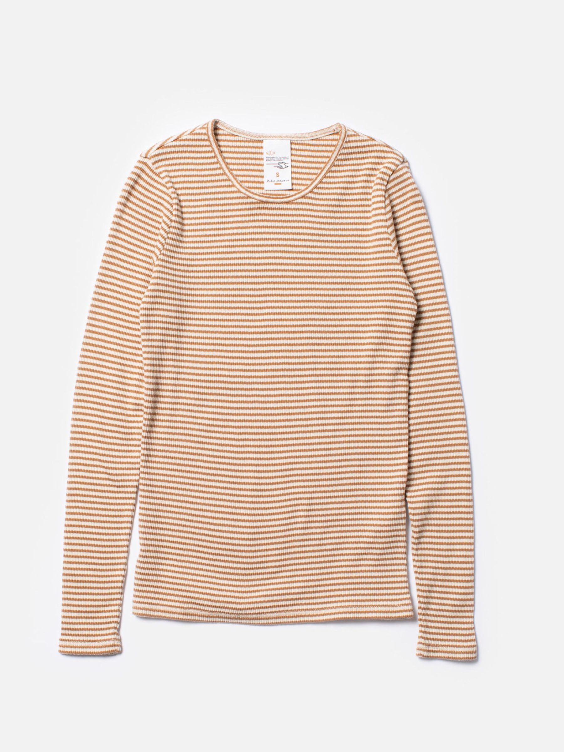 Longsleeve Jessy Striped Rib LS T-Shirt brown offwhite Nudie Jeans