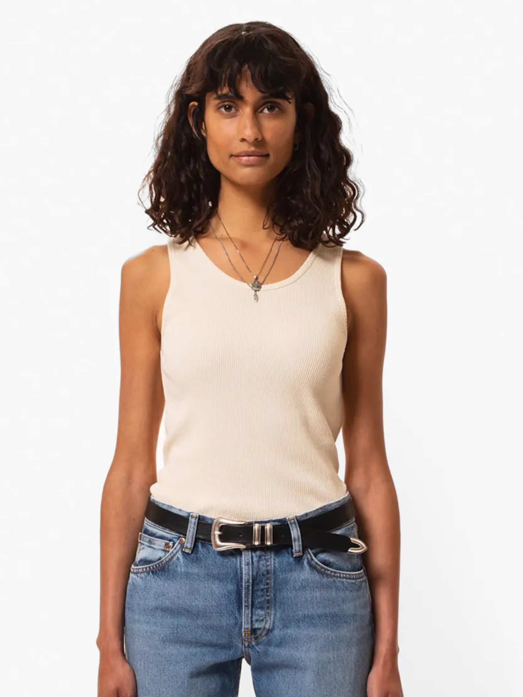 Elsie Rib Tank Top egg white Nudie Jeans