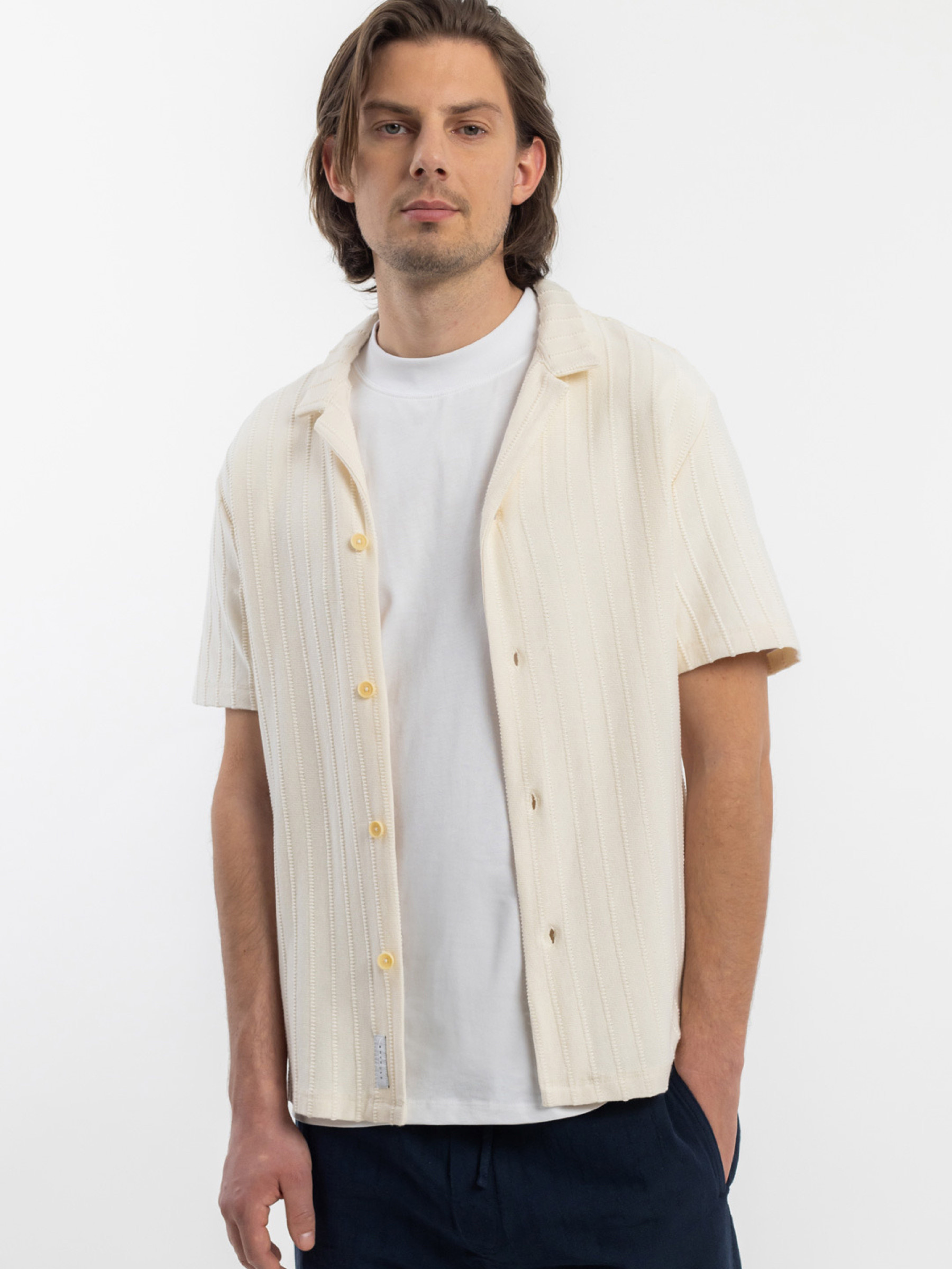 Hemd Knit Bowling Shirt natural white Rotholz