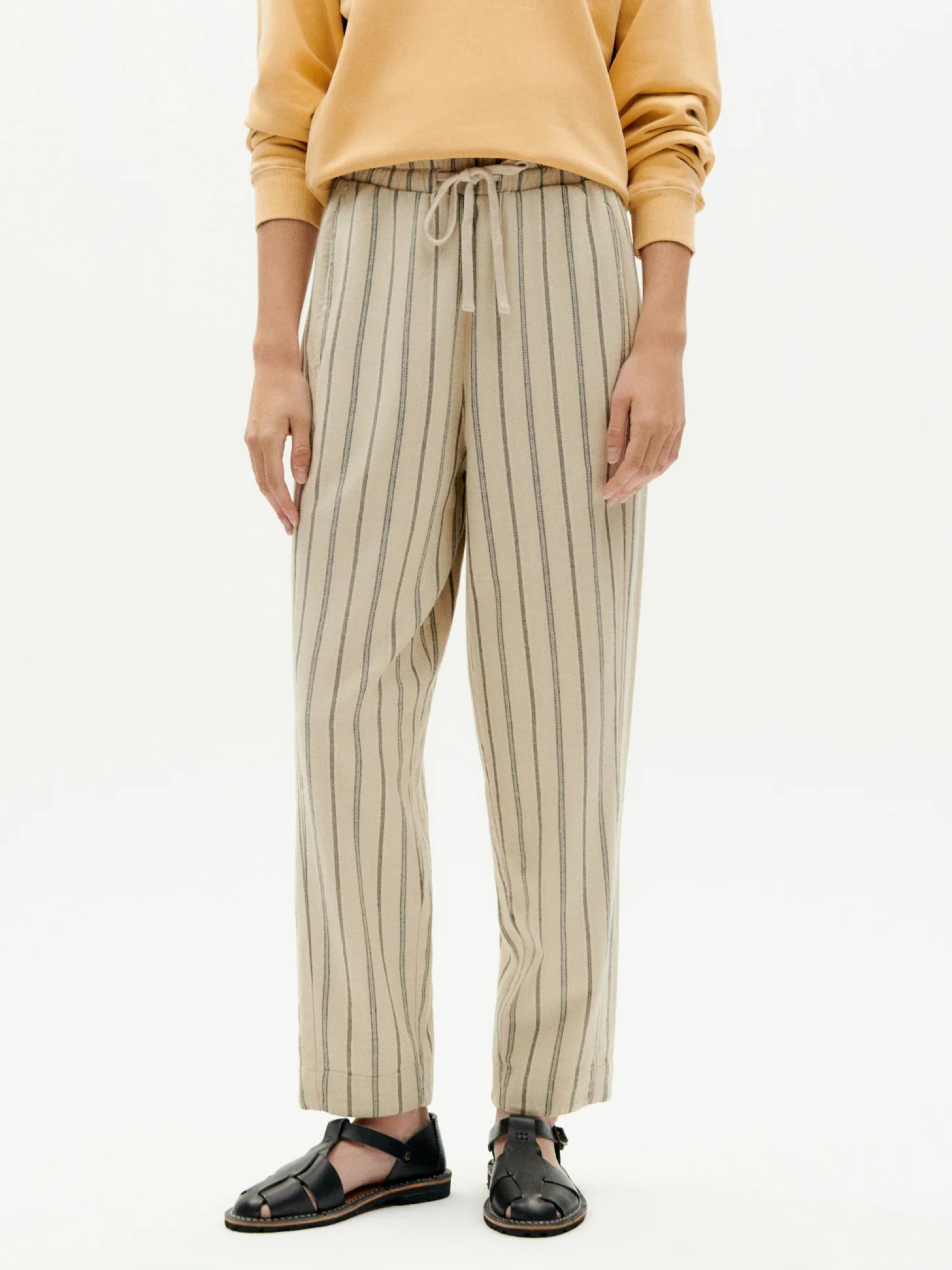 Hose Esther Pants fog canvas stripes Thinking Mu