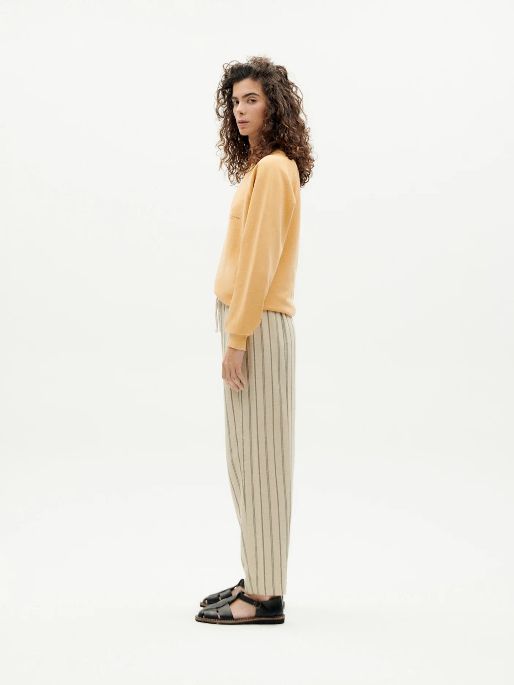 Hose Esther Pants fog canvas stripes Thinking Mu