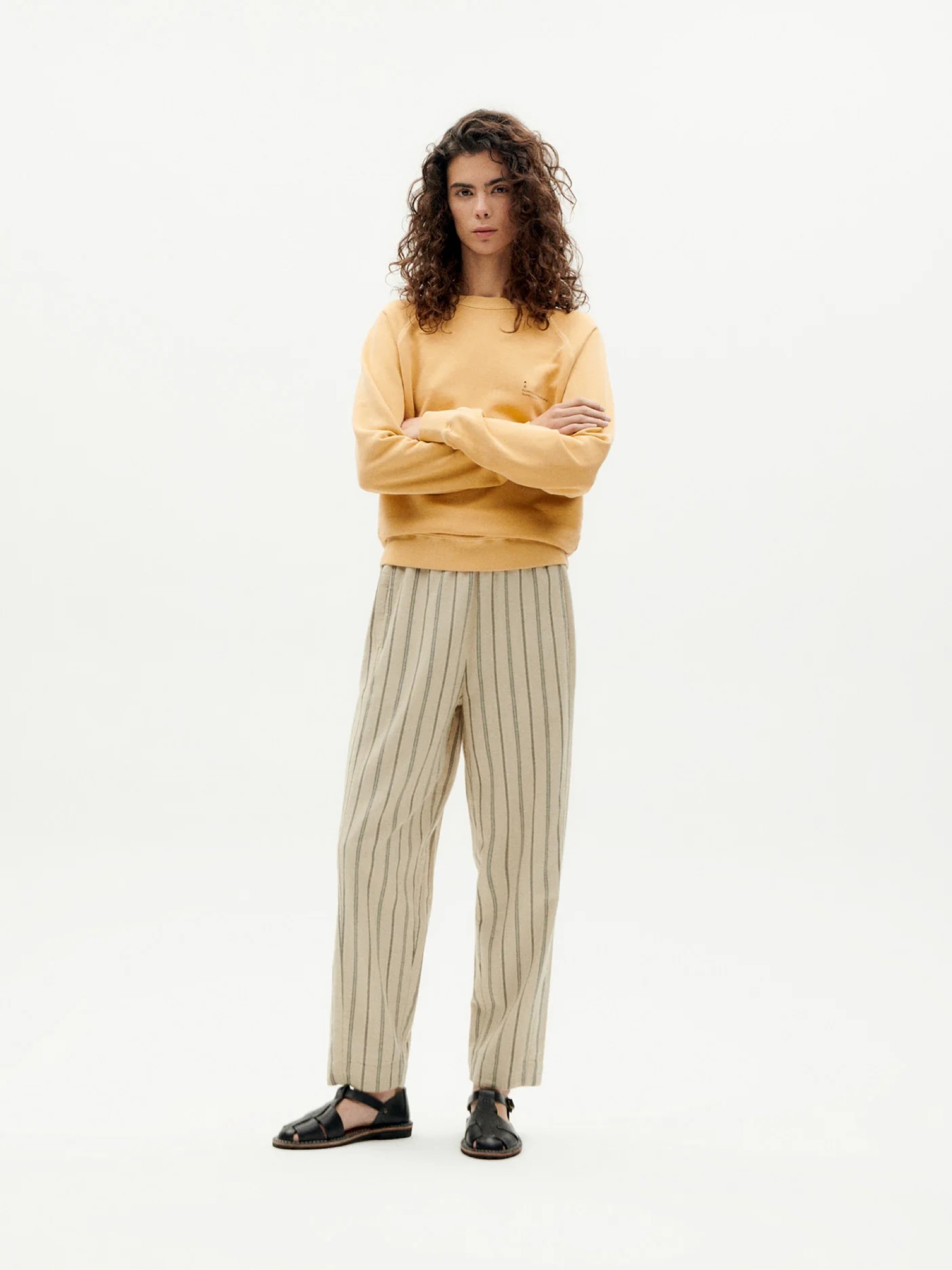 Hose Esther Pants fog canvas stripes Thinking Mu