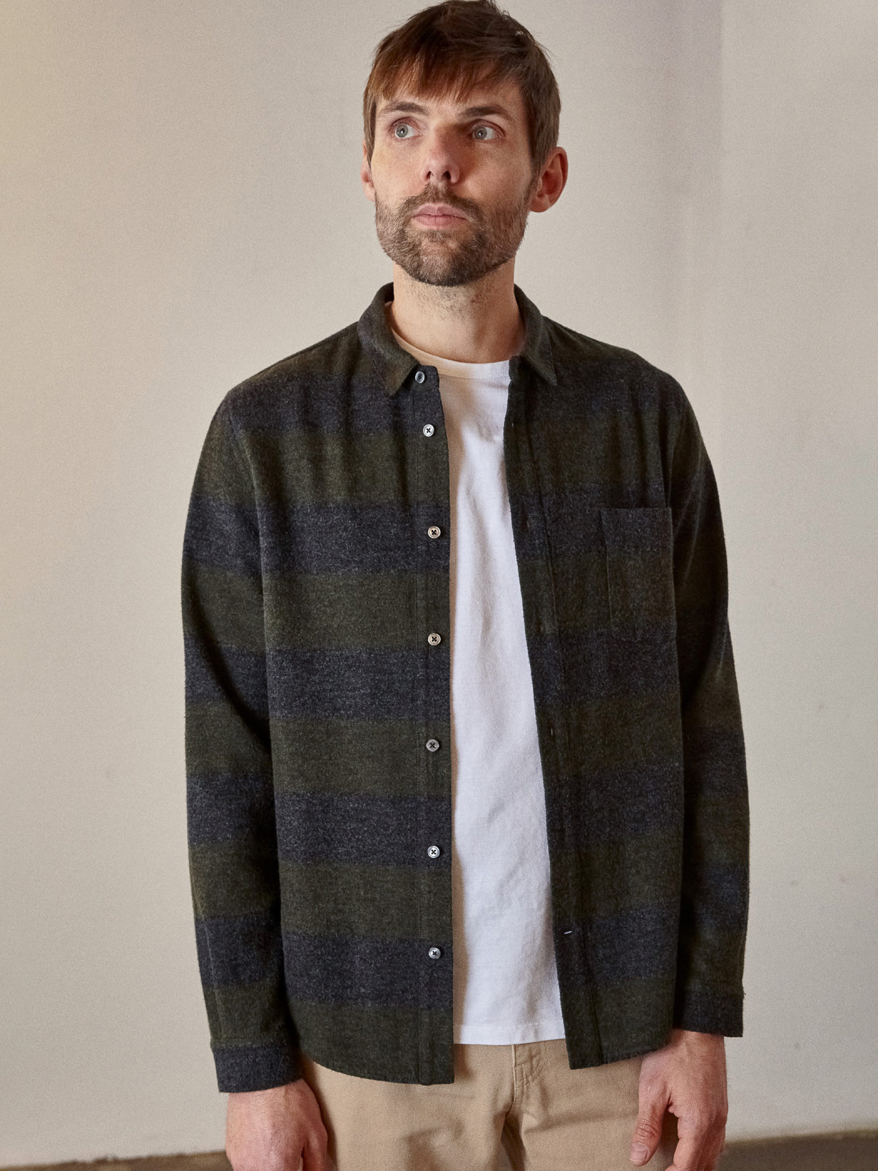 Hemd Simon Shirt eco striped coal flannel About Companions