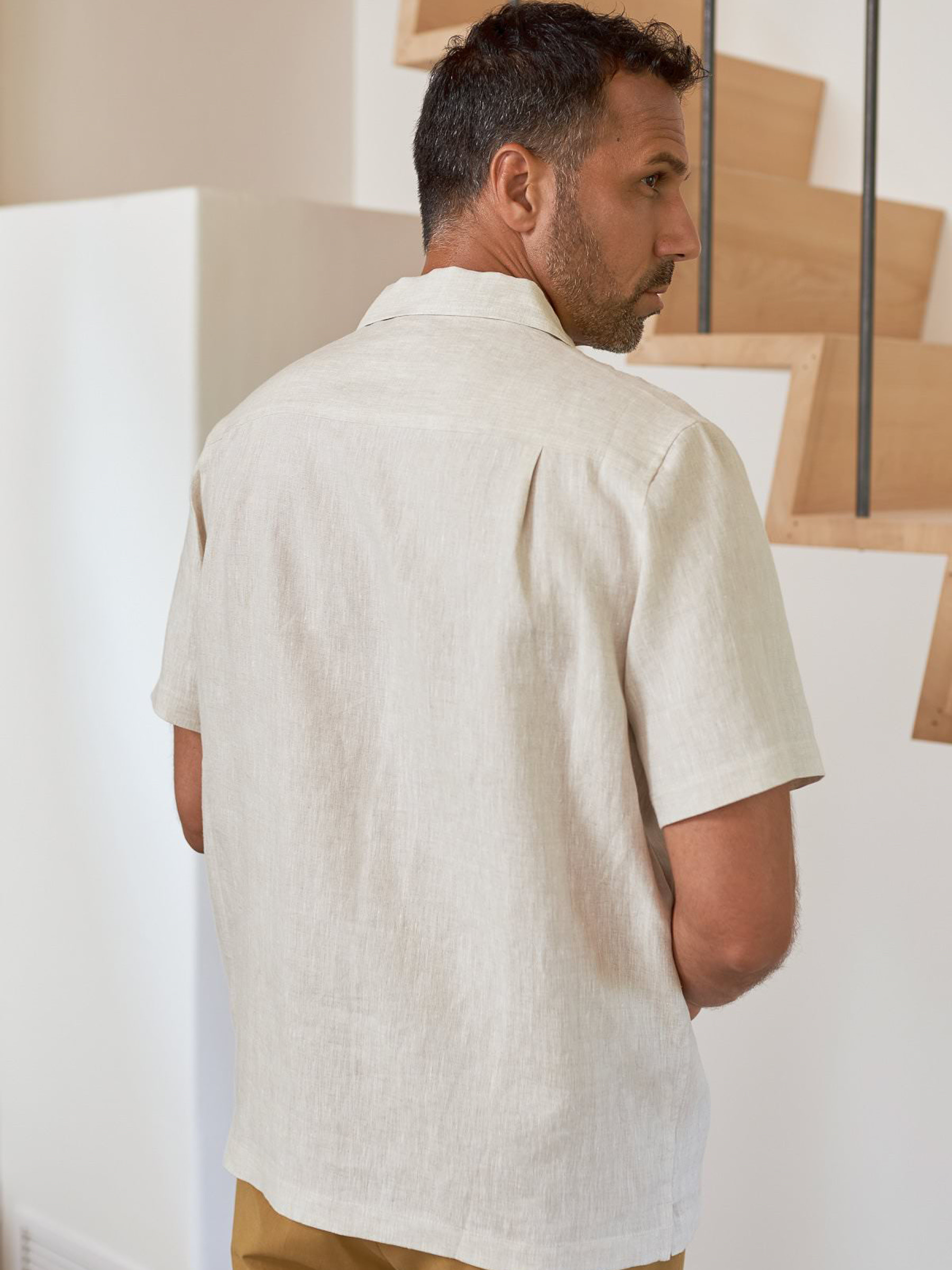 Hemd Kuno Shortsleeve melange sand pure linen About Companions