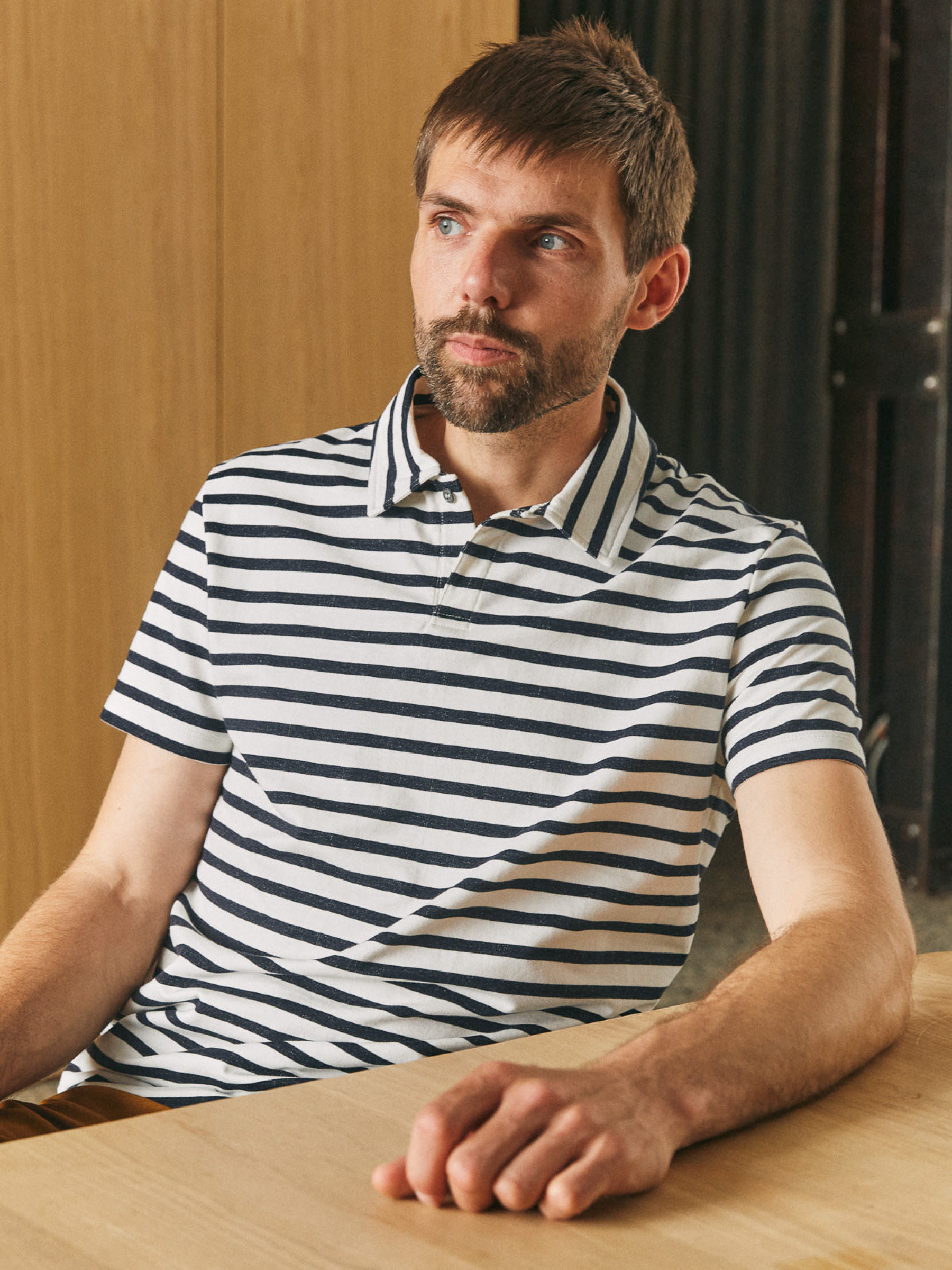 T-Shirt Todd Polo eco striped navy About Companions