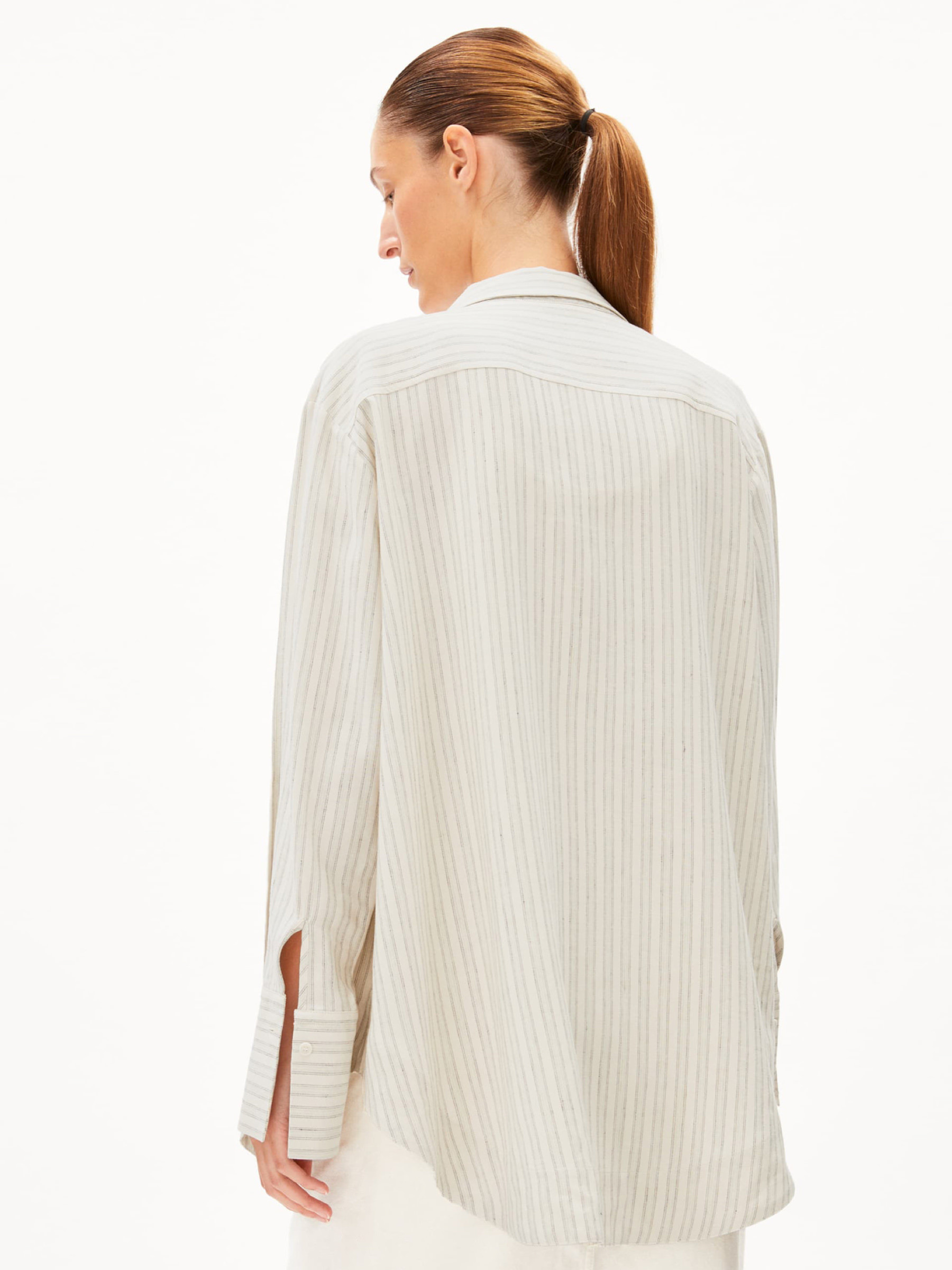 Bluse Eassaal Lino Stripes oatmilk-light matcha Armedangels