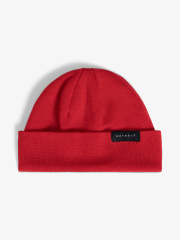 Mütze Short Fine Beanie bright red Rotholz