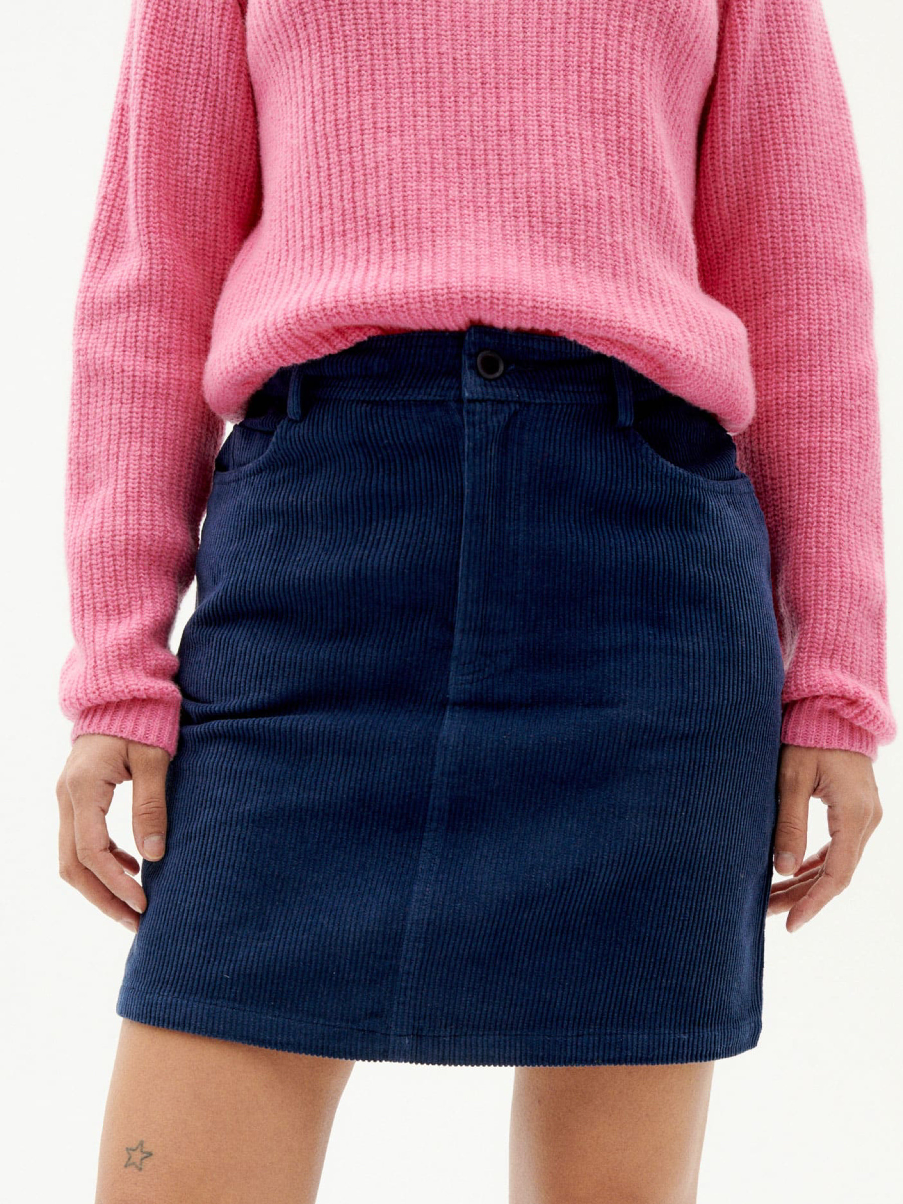 Rock Marsha Skirt navy corduroy Thinking Mu