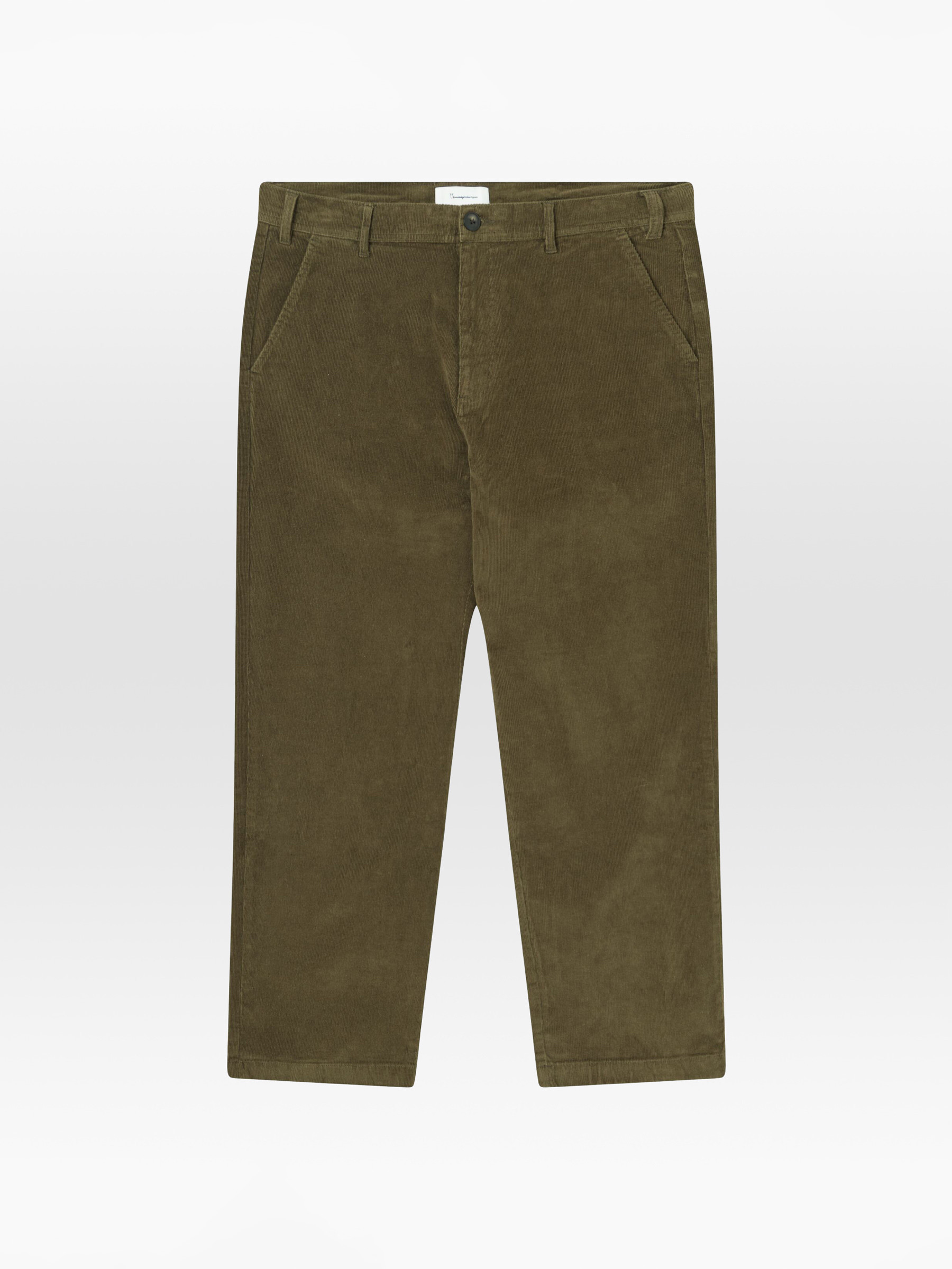 Hose Flint Wide Corduroy Chino Pants dark olive Knowledge Cotton Apparel