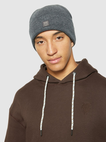 Mütze Double Layer Wool Beanie dark grey melange Knowledge Cotton Apparel