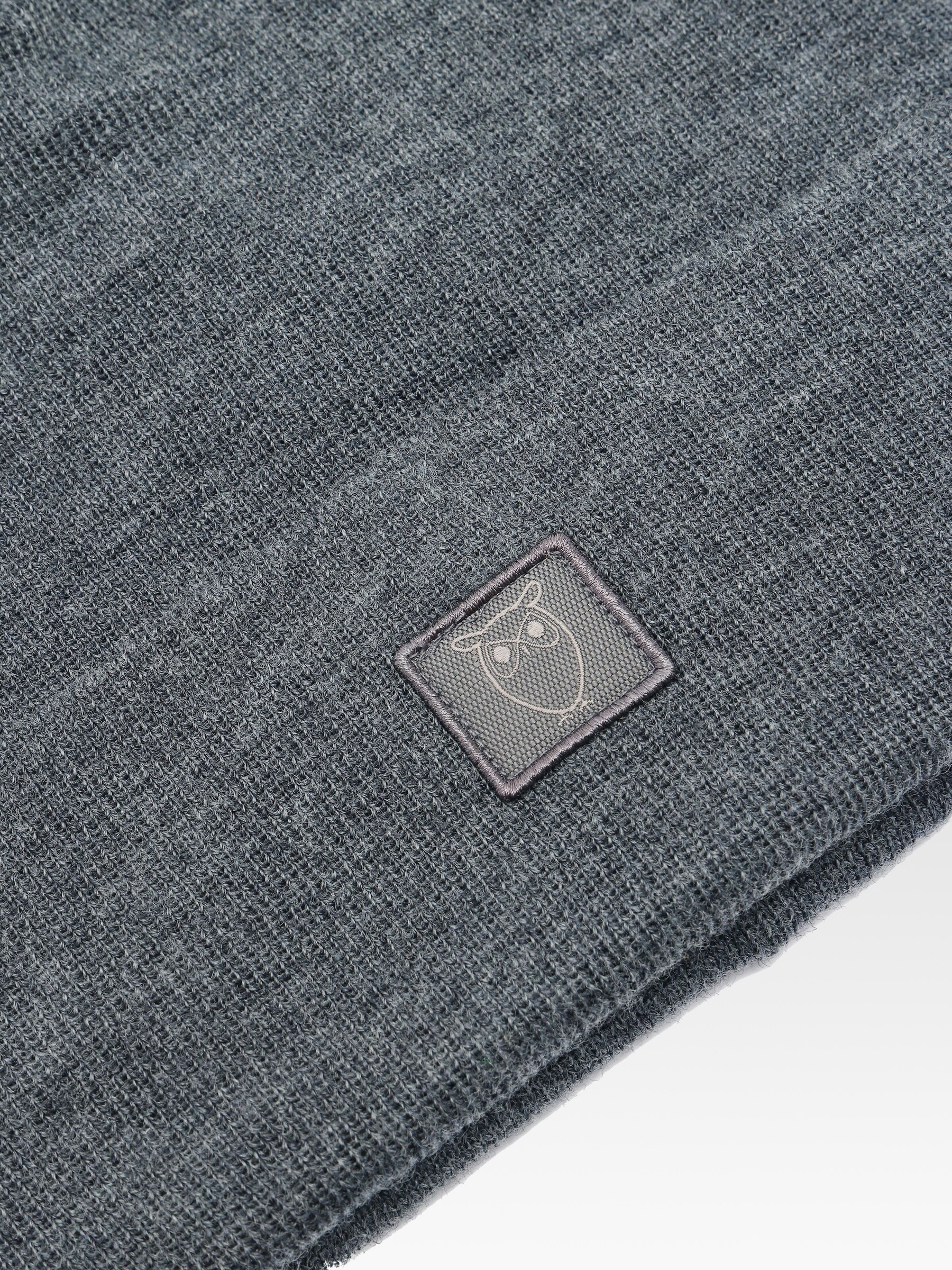 Mütze Double Layer Wool Beanie dark grey melange Knowledge Cotton Apparel