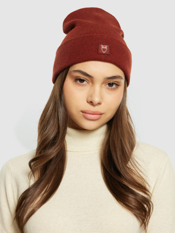 Mütze Double Layer Wool Beanie fired brick Knowledge Cotton Apparel