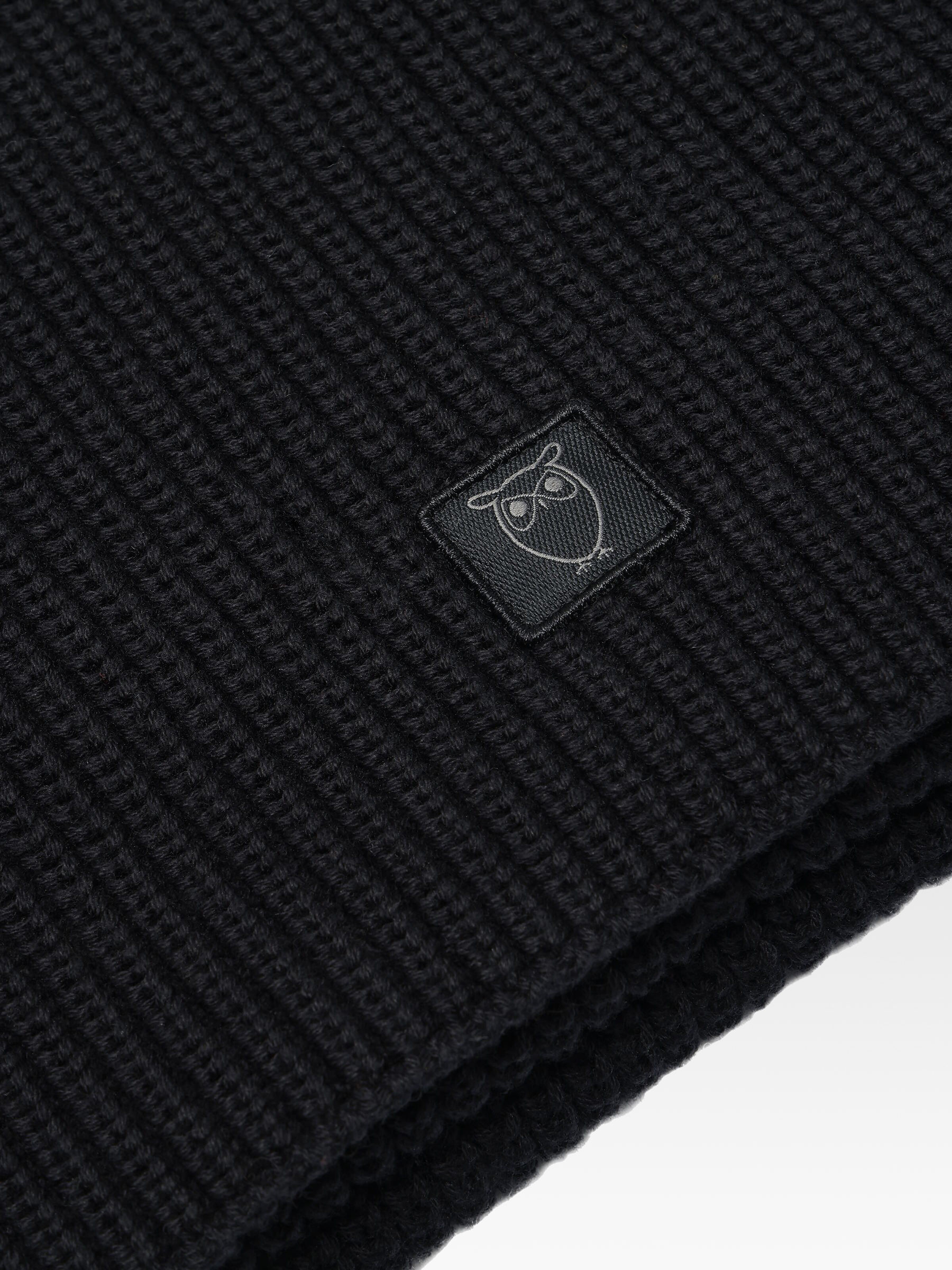 Schal Rib Knit Scarf black jet Knowledge Cotton Apparel