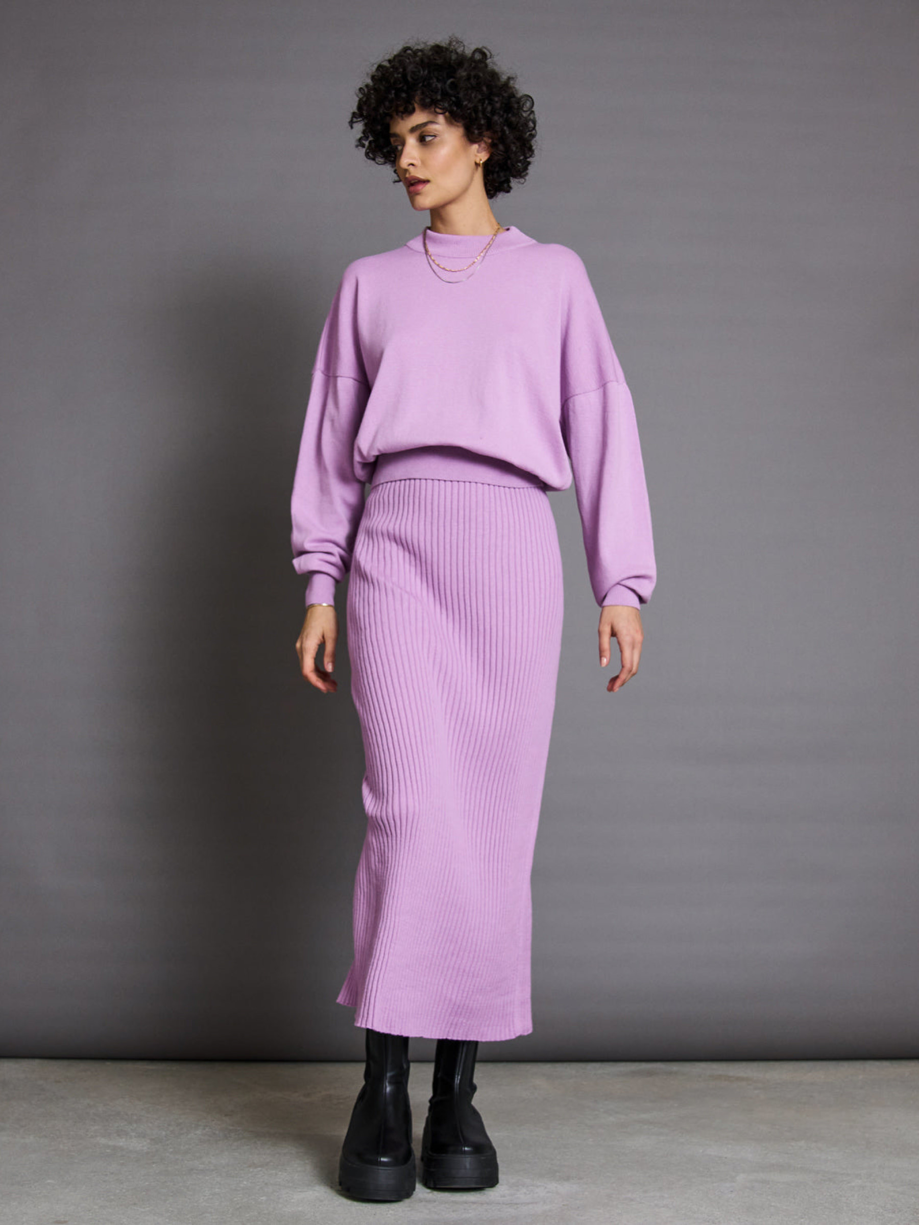 Midi Knit Skirt Ebba orchid Jan 'n June