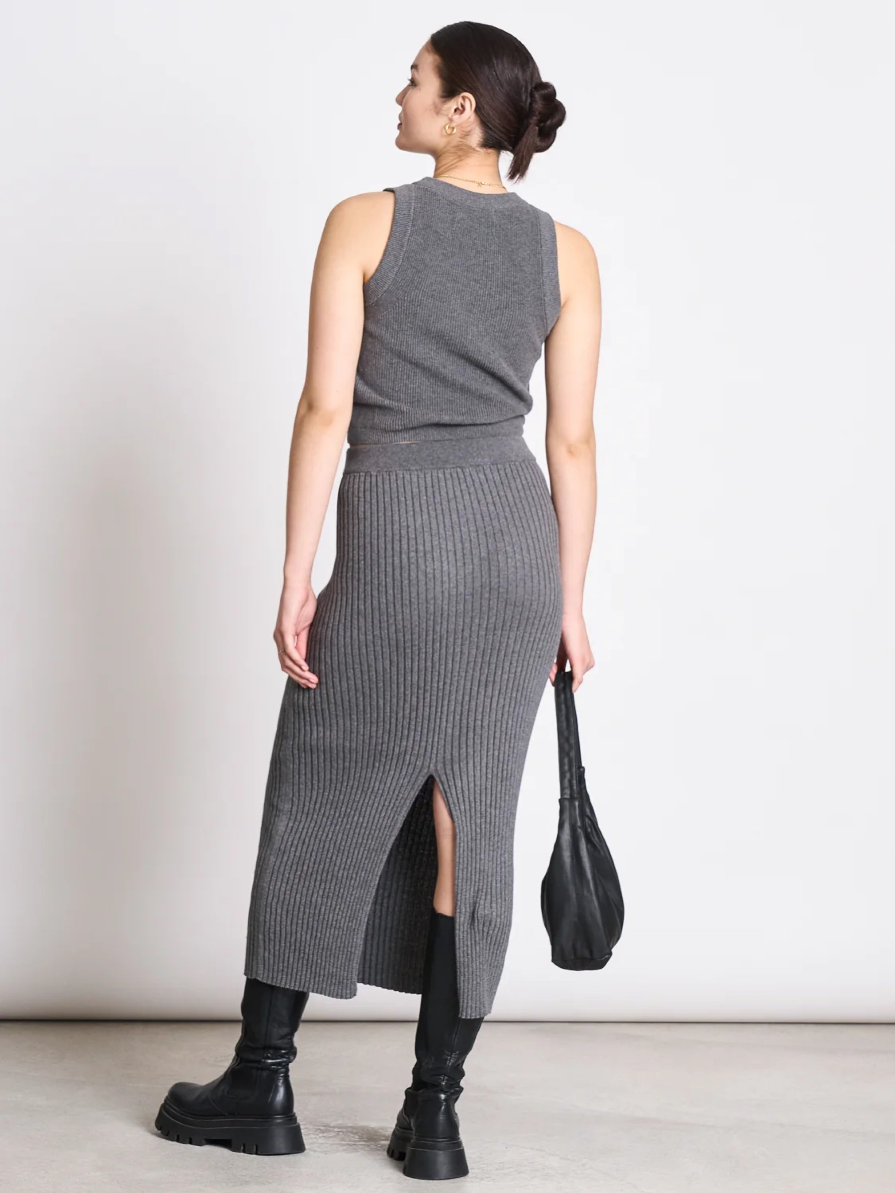 Midi Knit Skirt Ebba dark grey Jan 'n June