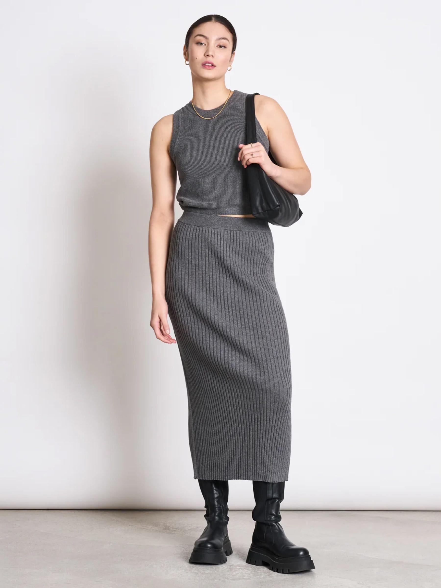 Midi Knit Skirt Ebba dark grey Jan 'n June