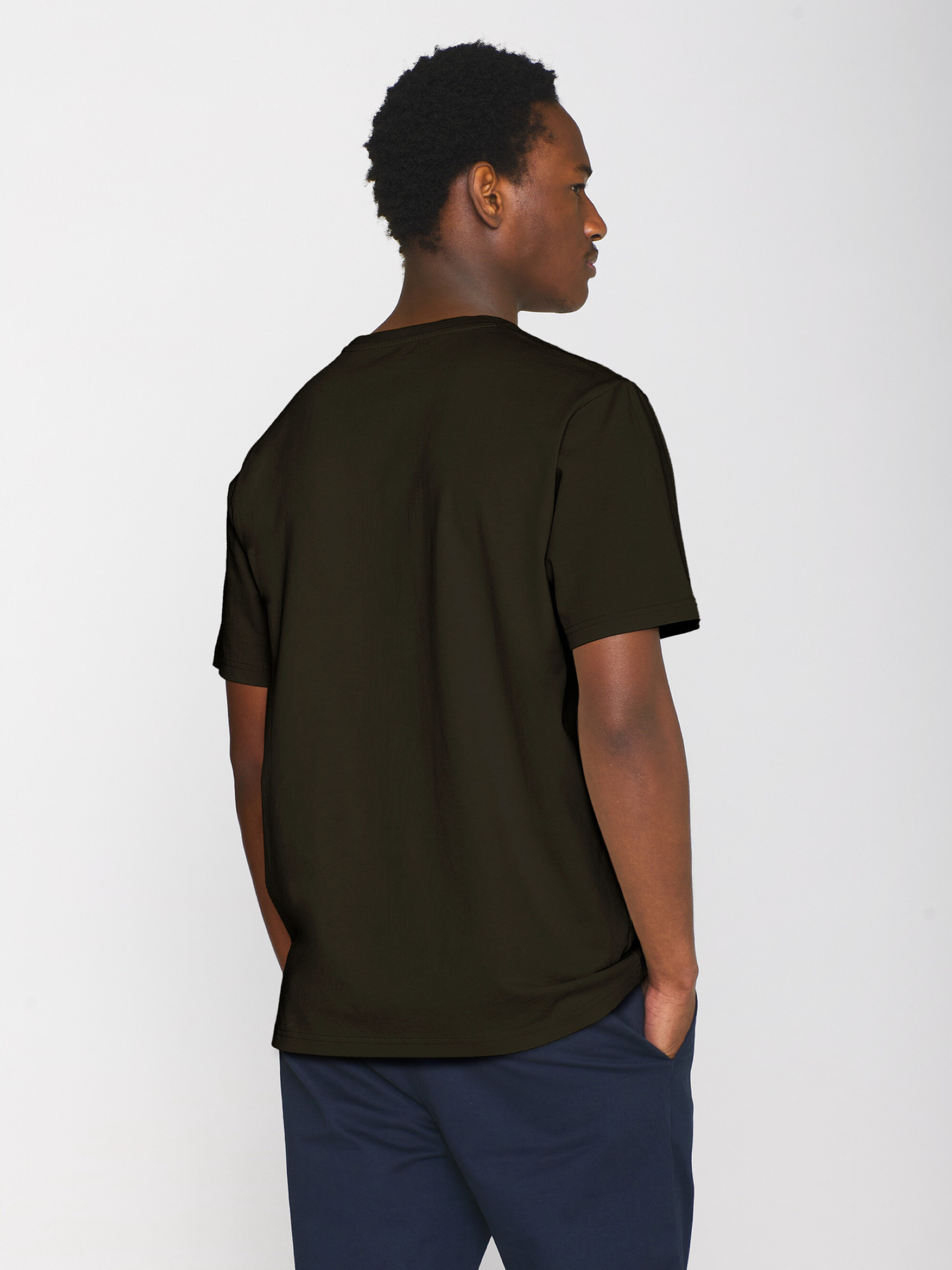 T-Shirt Loke Badge Tee green melange Knowledge Cotton Apparel