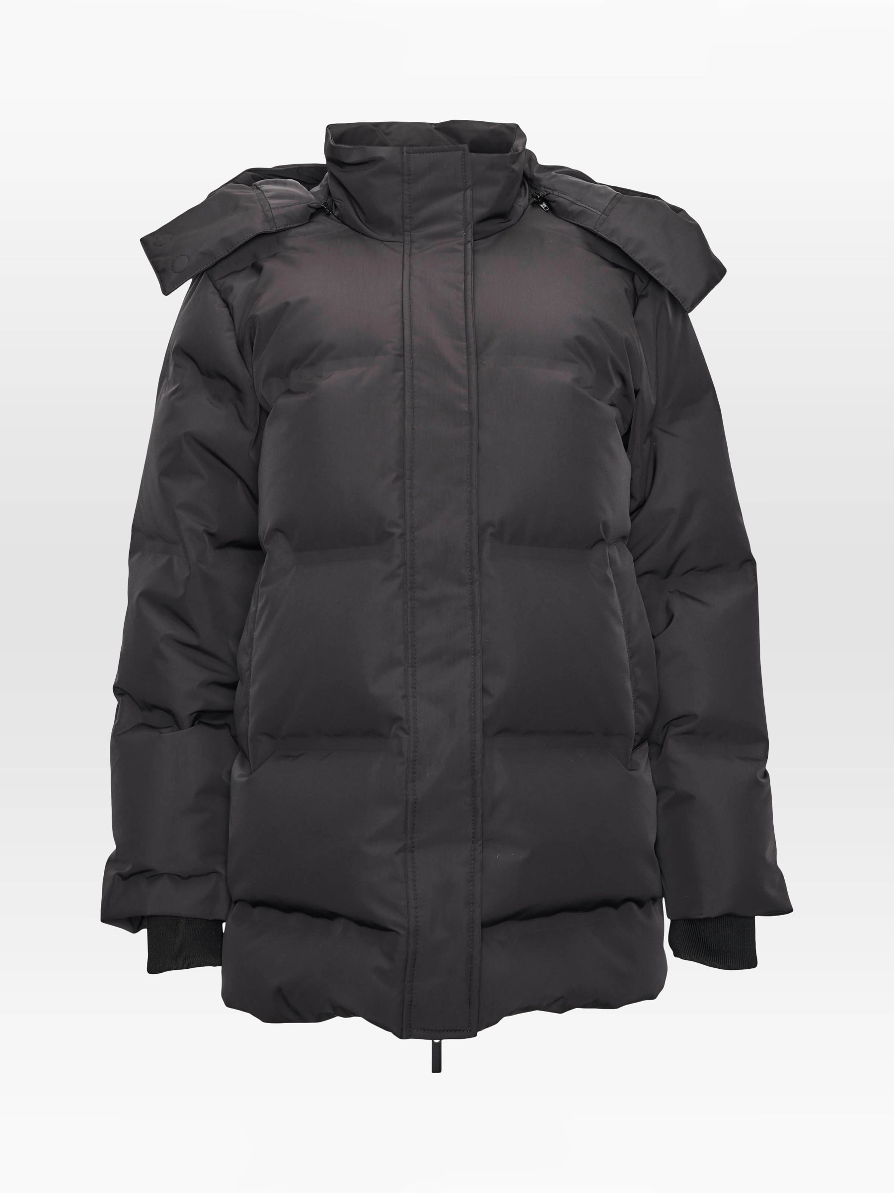 Mantel Long Puffer Jacket black jet Knowledge Cotton Apparel