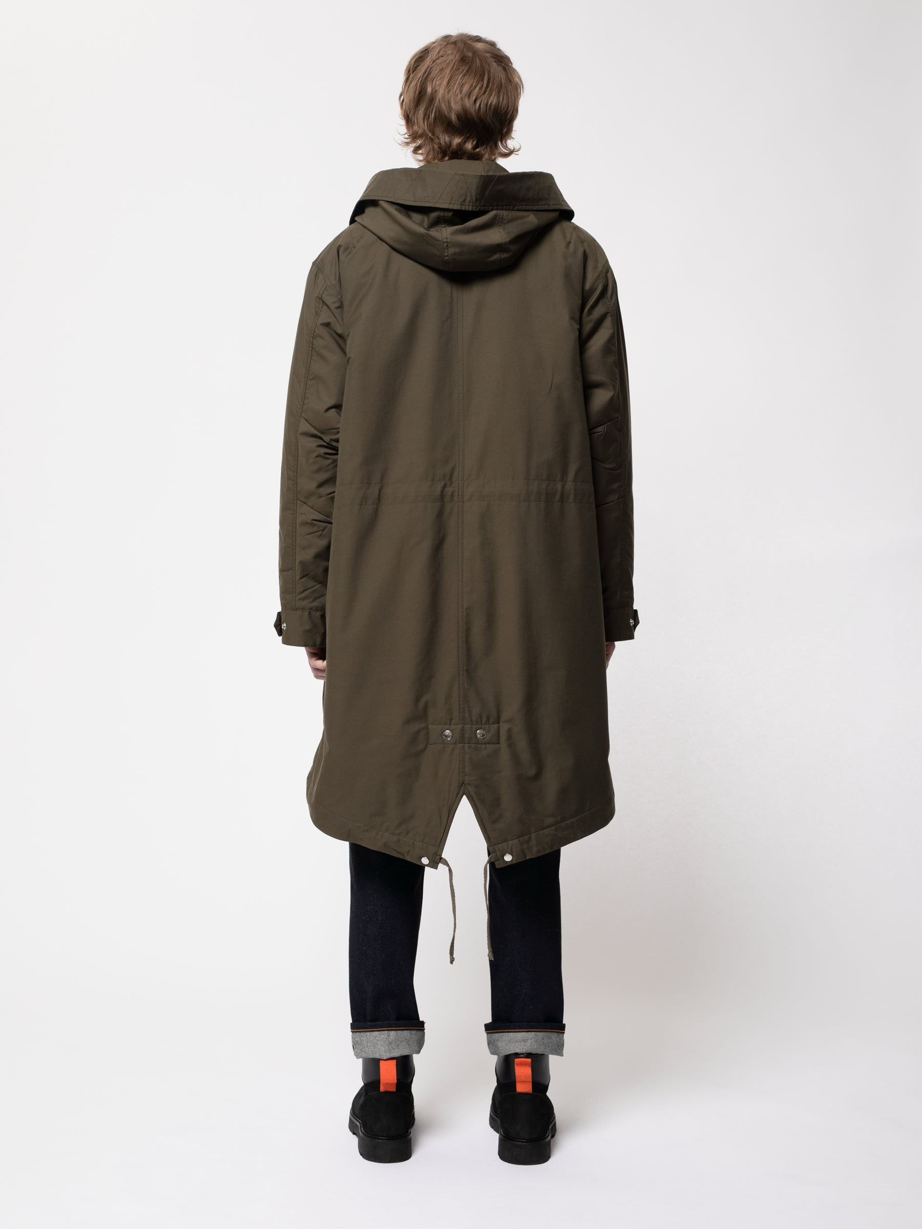 Mantel Kajjan Waxed Parka olive Nudie Jeans