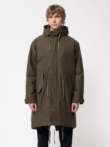 Mantel Kajjan Waxed Parka olive Nudie Jeans