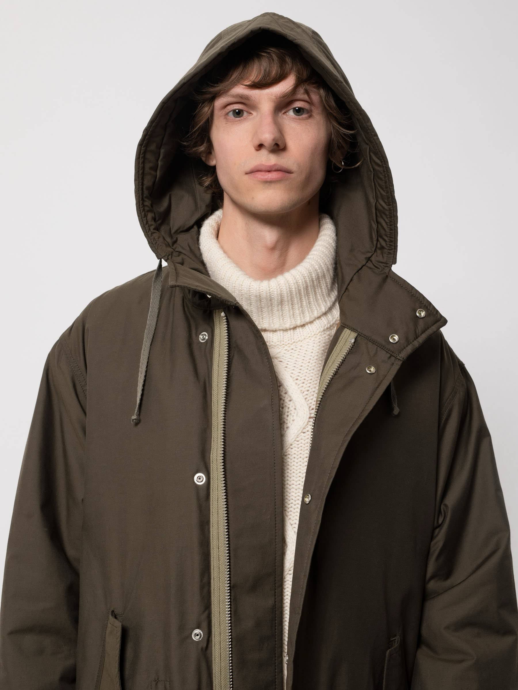 Mantel Kajjan Waxed Parka olive Nudie Jeans