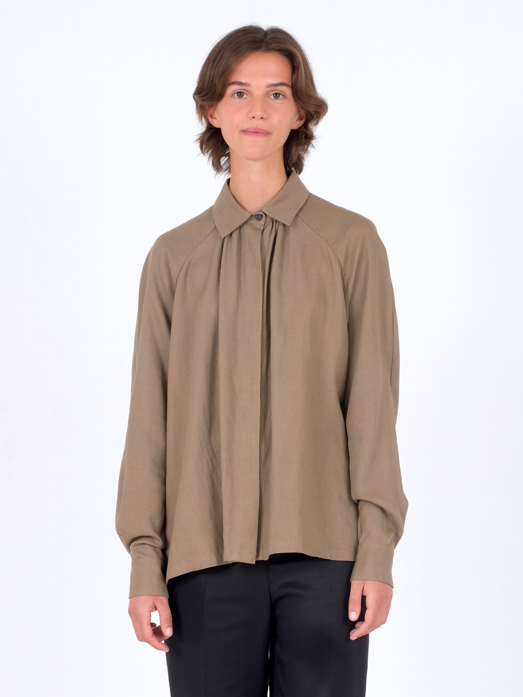 Bluse Raglan Sleeve Shirt taupe brown CUS