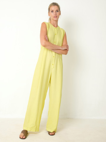 Overall Pleated Jumpsuit Sleeveless light lime CUS