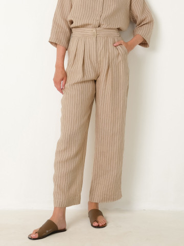 Hose Pleated Pant natural & ochre CUS