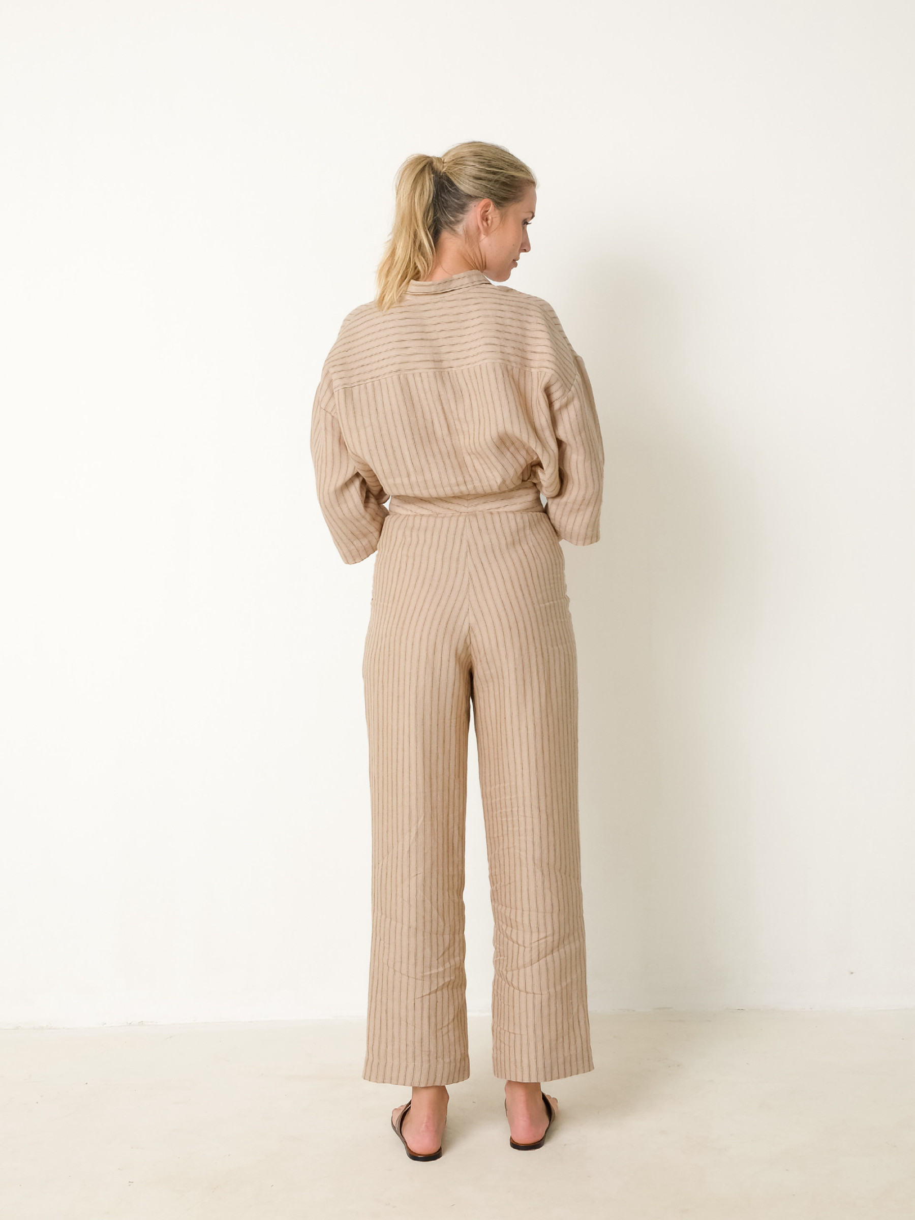 Hose Pleated Pant natural & ochre CUS