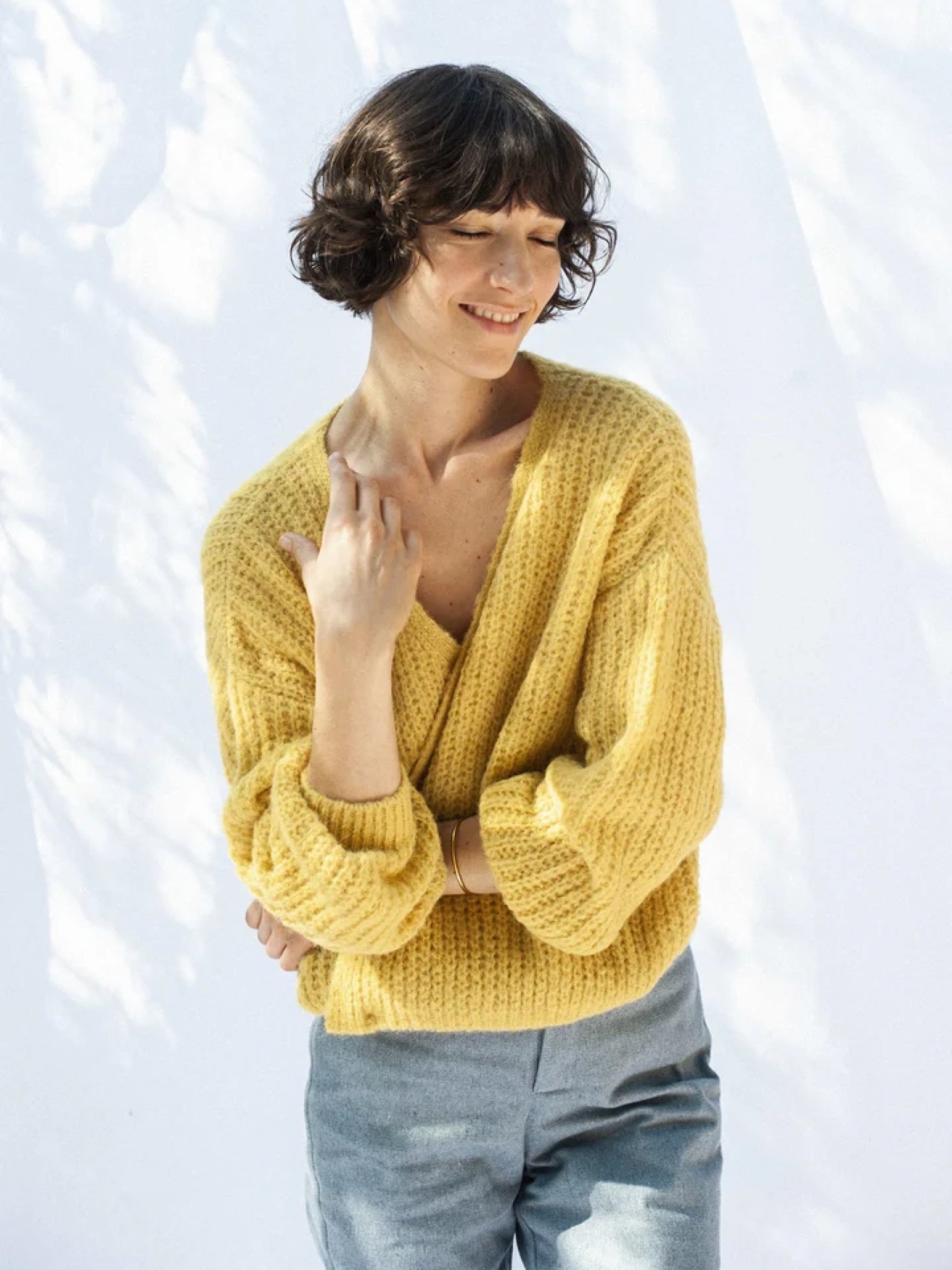 Strickjacke Wrap Cardigan Vega mustard Jungle Folk