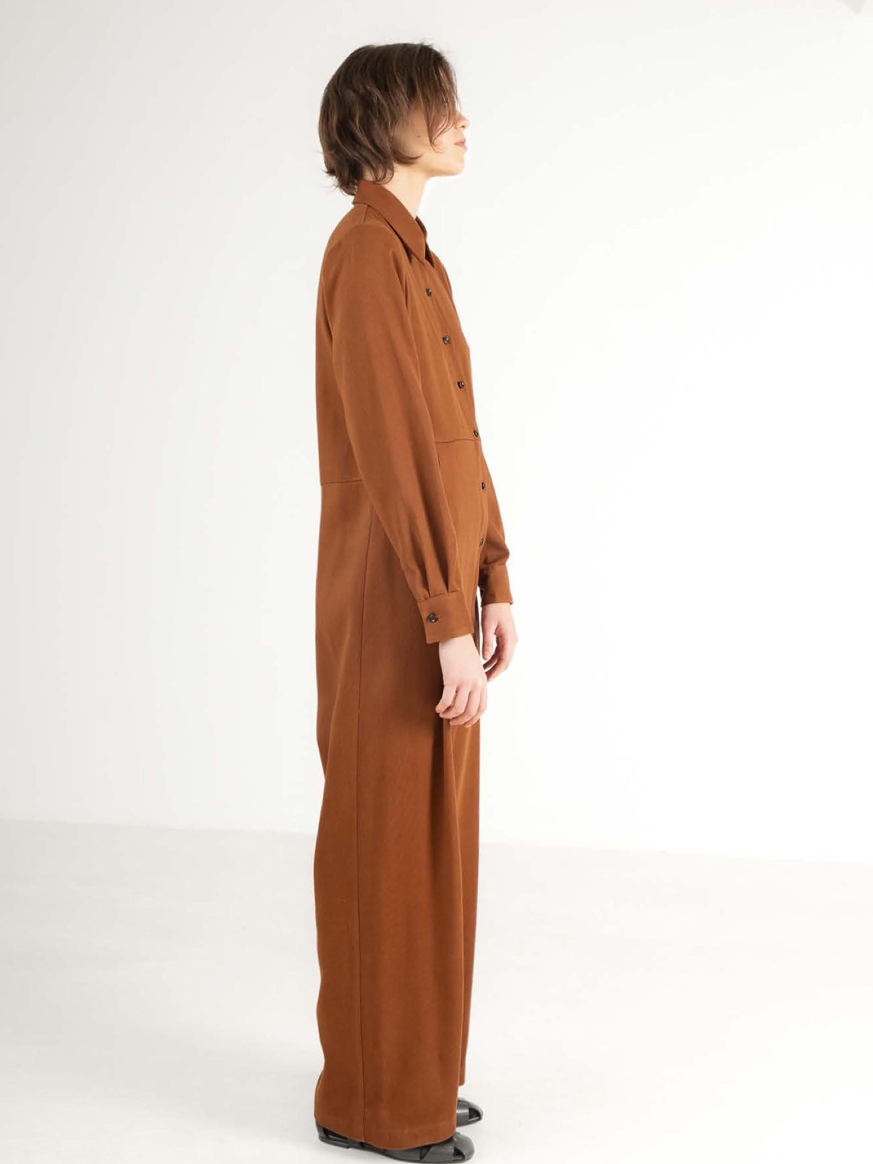 Overall Pleated Jumpsuit chocolate brown CUS