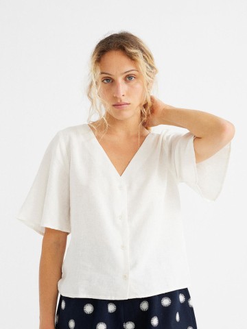 Bluse Libelula Blouse white hemp Thinking Mu