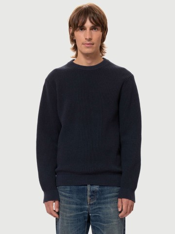 Pullover August Rib Cotton navy Nudie Jeans