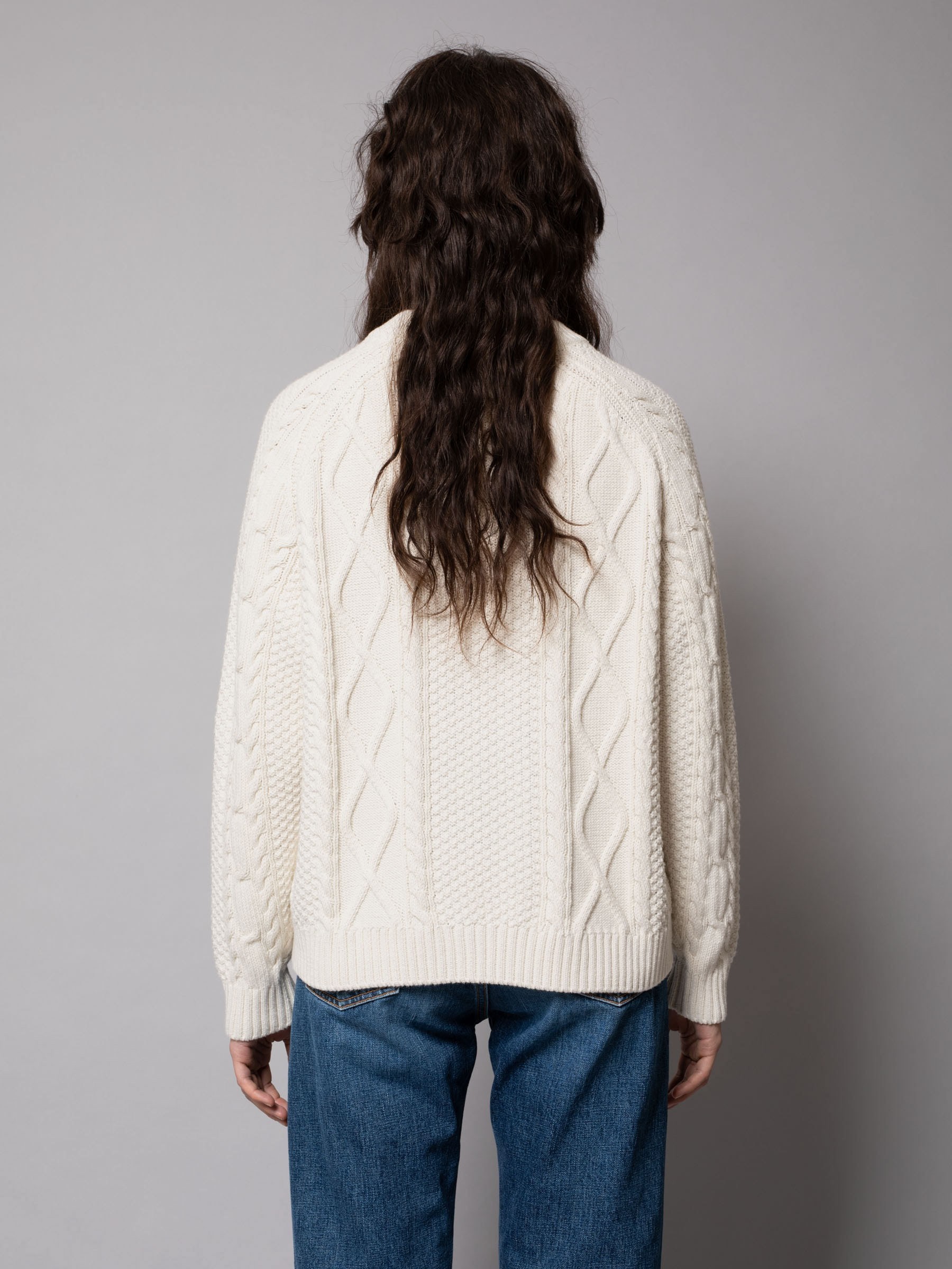 Pullover Jenny Cable Knit chalk white Nudie Jeans